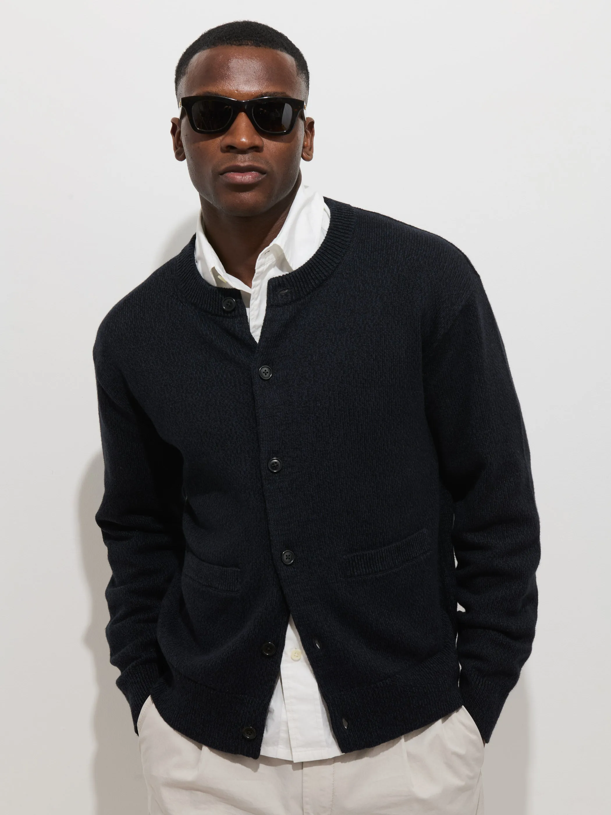 Aaron Marled Cardigan In Cotton Linen sold by Alex Mill