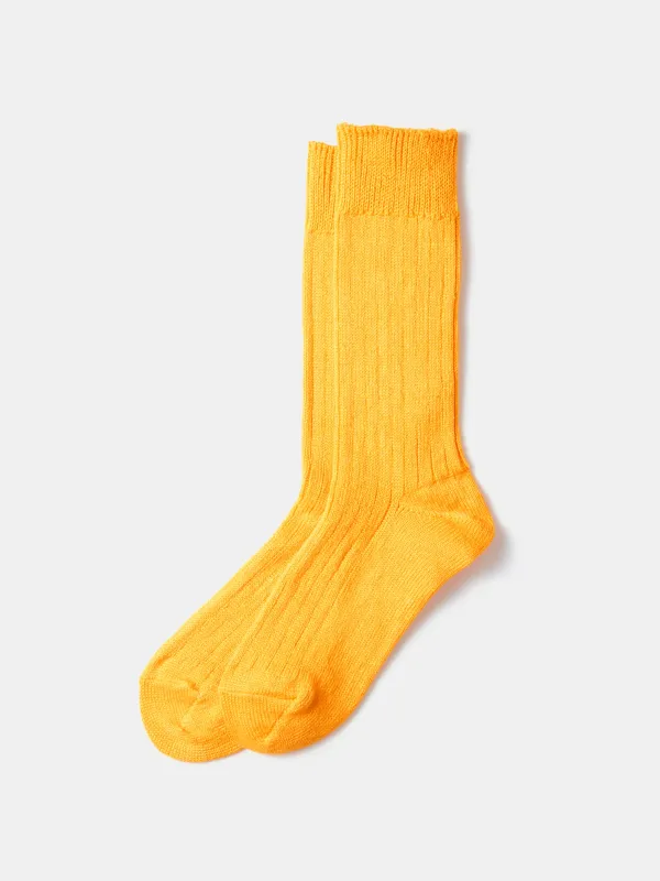 RoToTo Linen Cotton Ribbed Crew Socks sold by Alex Mill