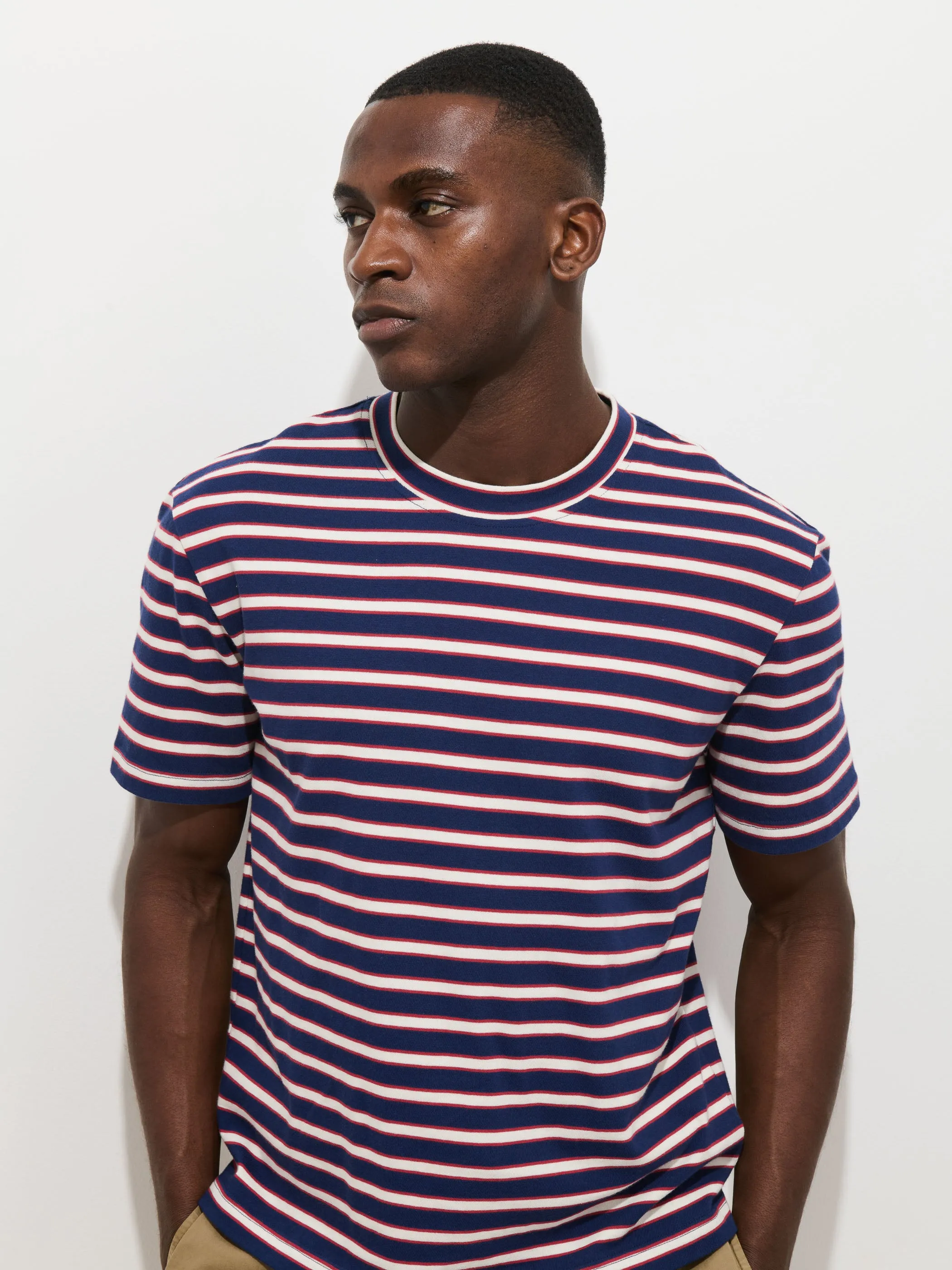 Crosby Striped Tee In Heavy Slub Cotton sold by Alex Mill