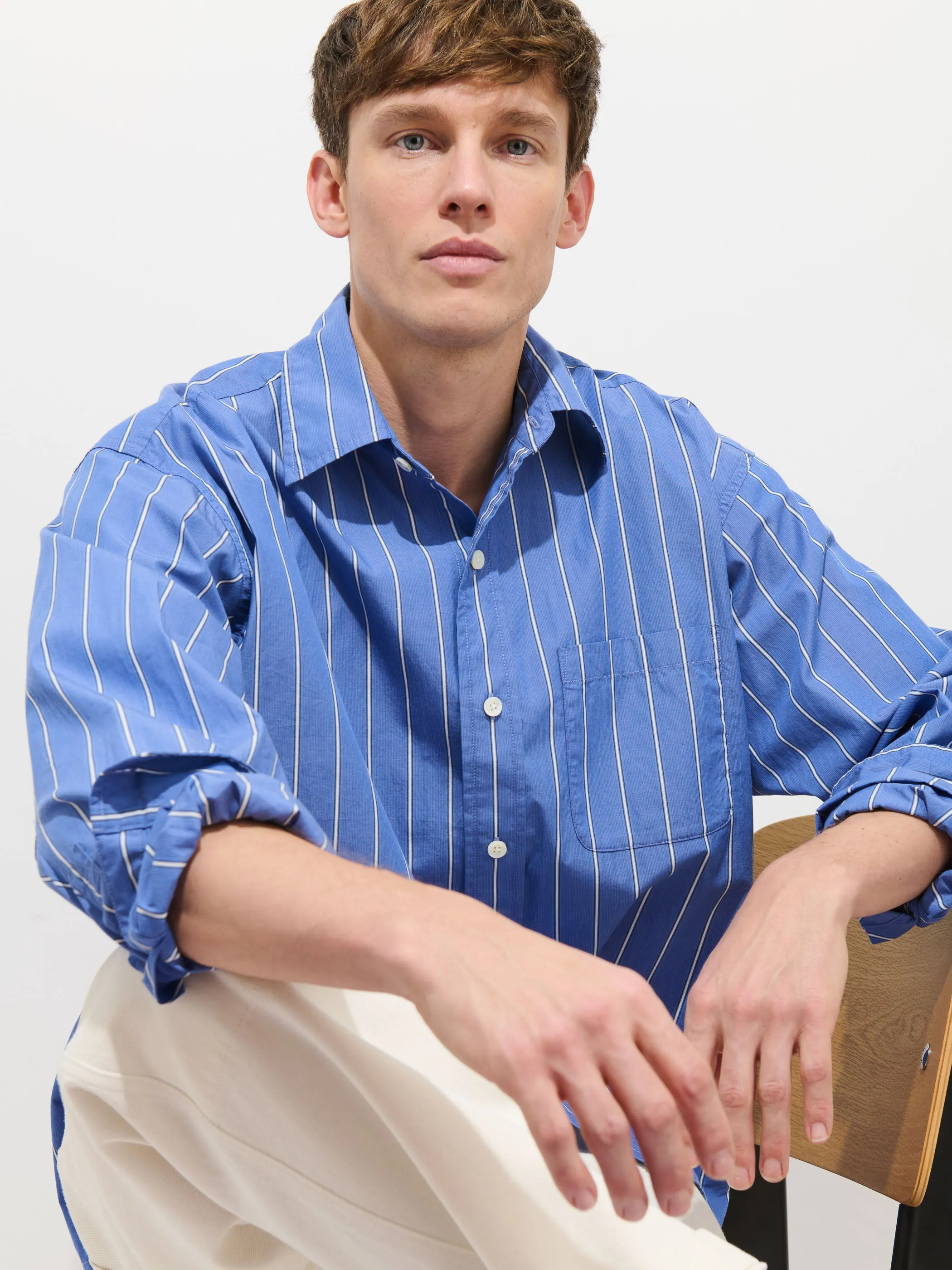 Franklin Striped Shirt In Cotton Poplin sold by Alex Mill product image thumbnail 4