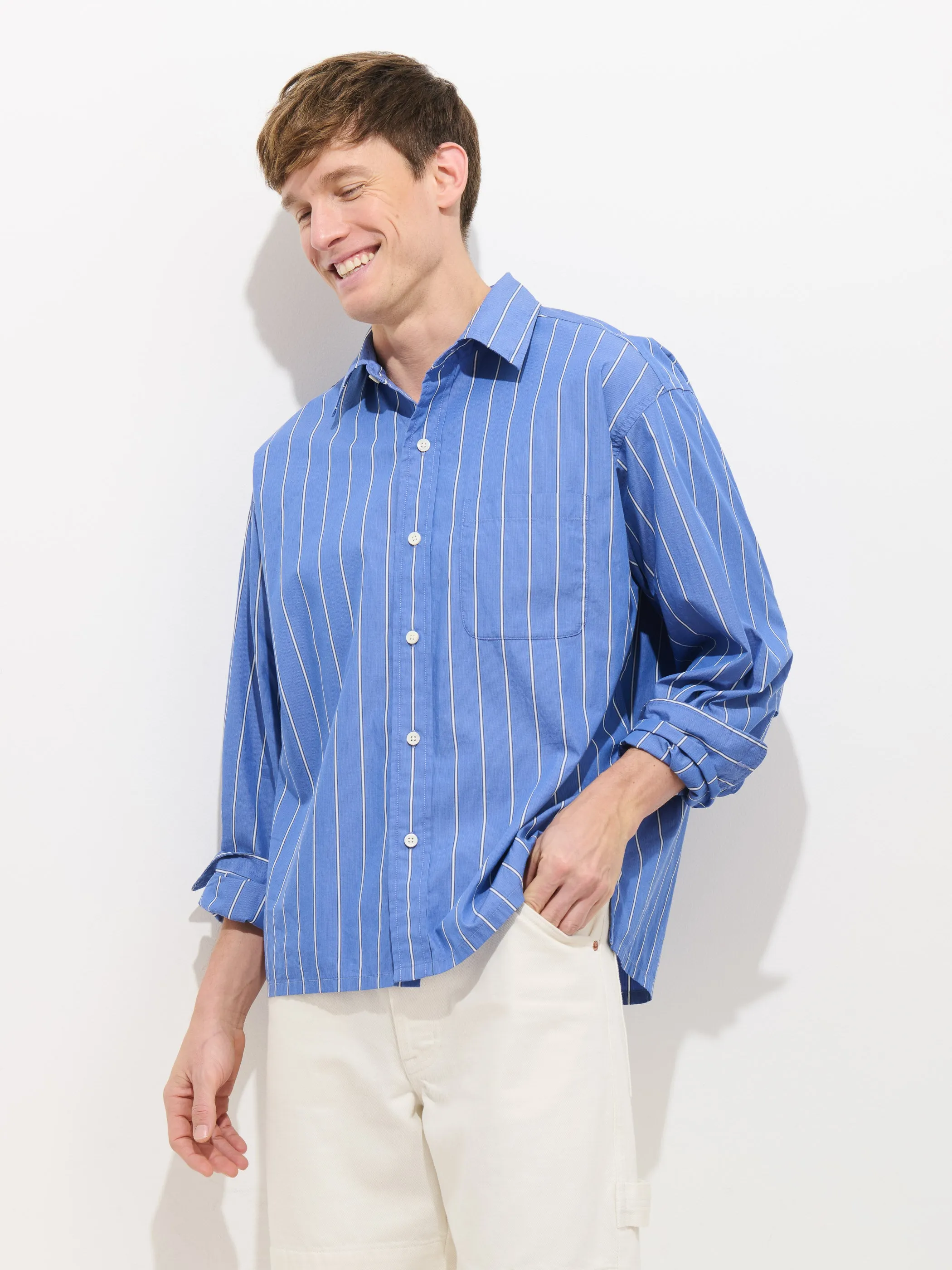 Franklin Striped Shirt In Cotton Poplin sold by Alex Mill