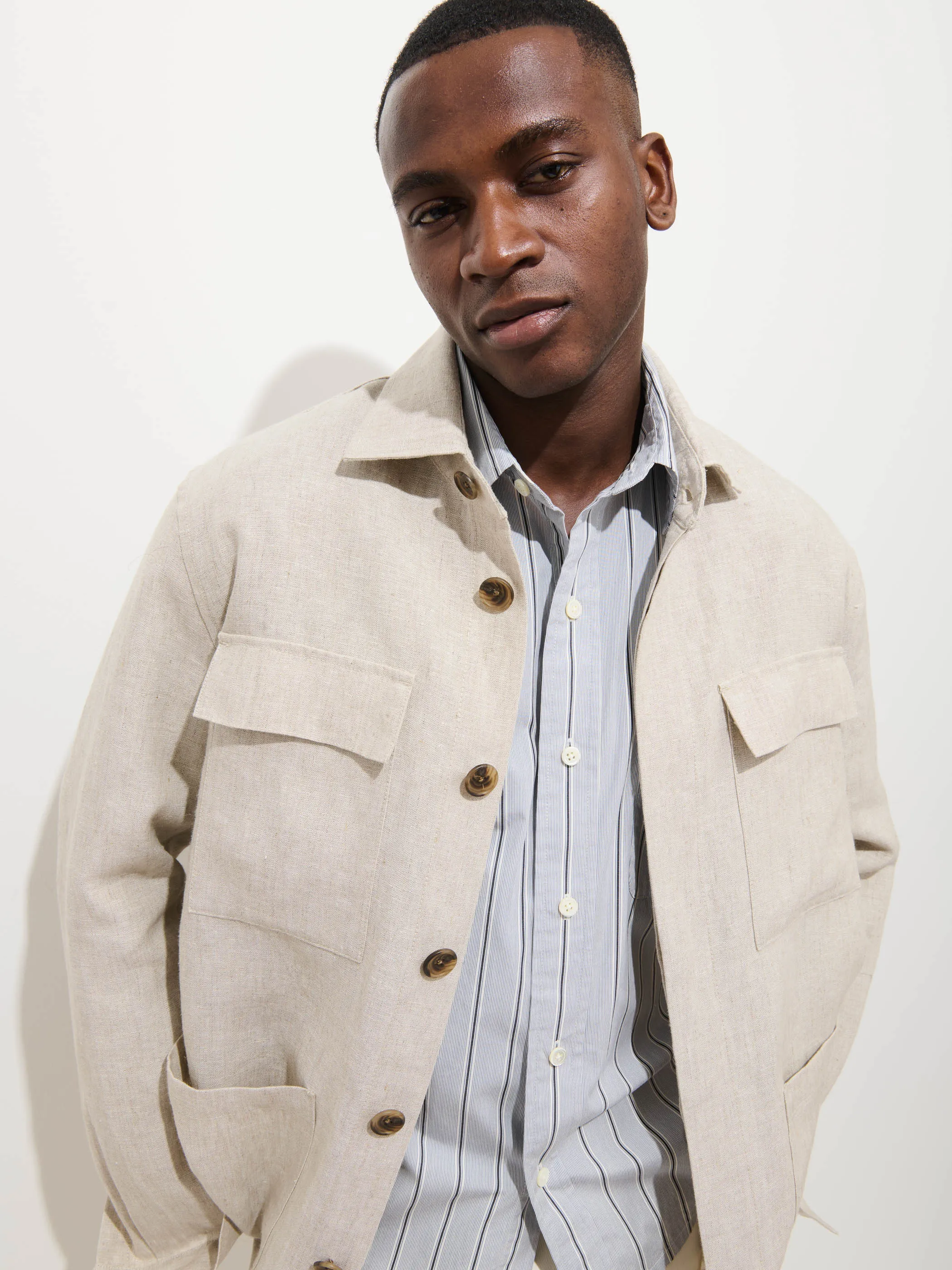 Riviera Work Jacket In Flax Linen sold by Alex Mill product image thumbnail 4