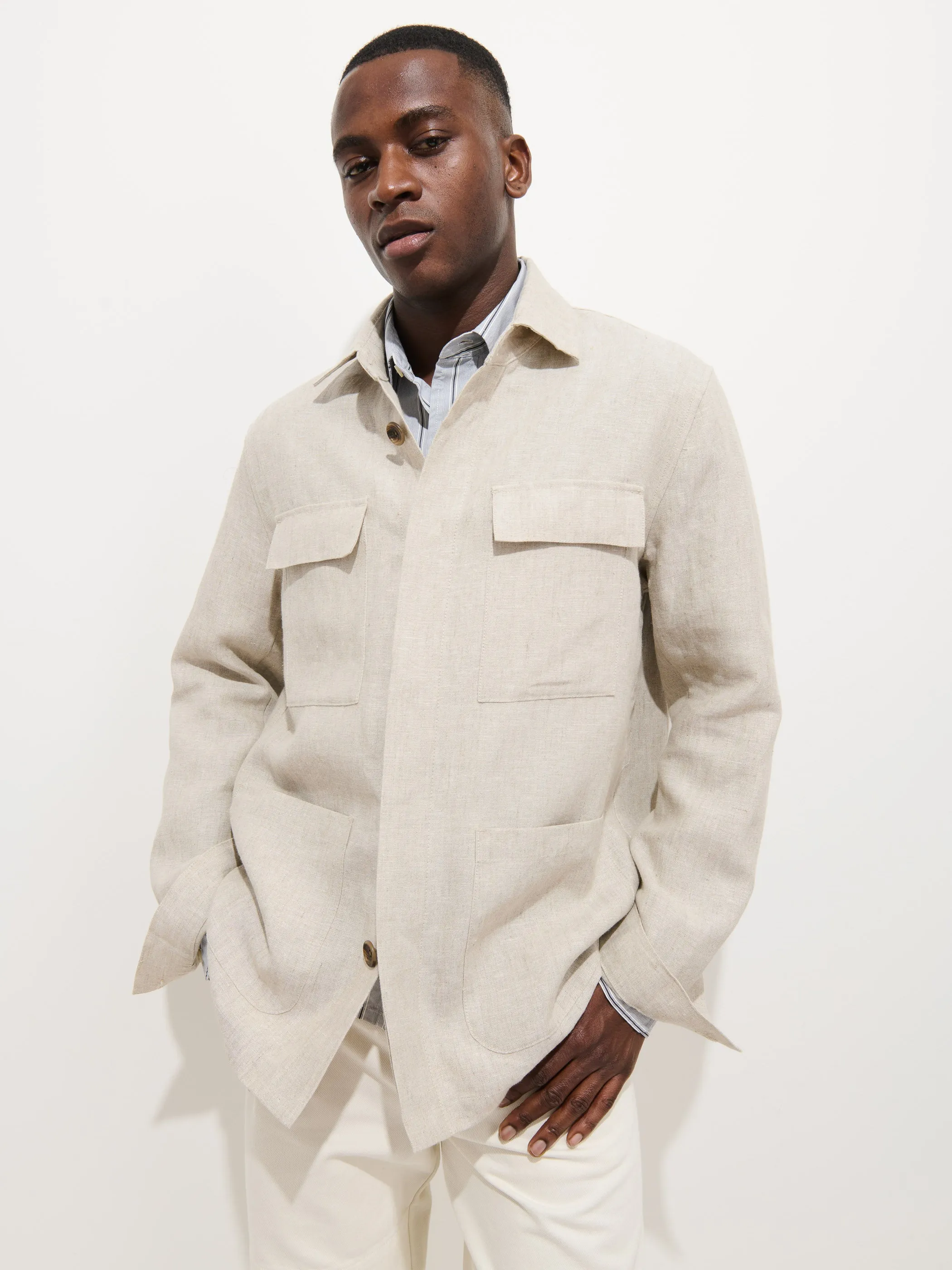 Riviera Work Jacket In Flax Linen sold by Alex Mill product image thumbnail 5
