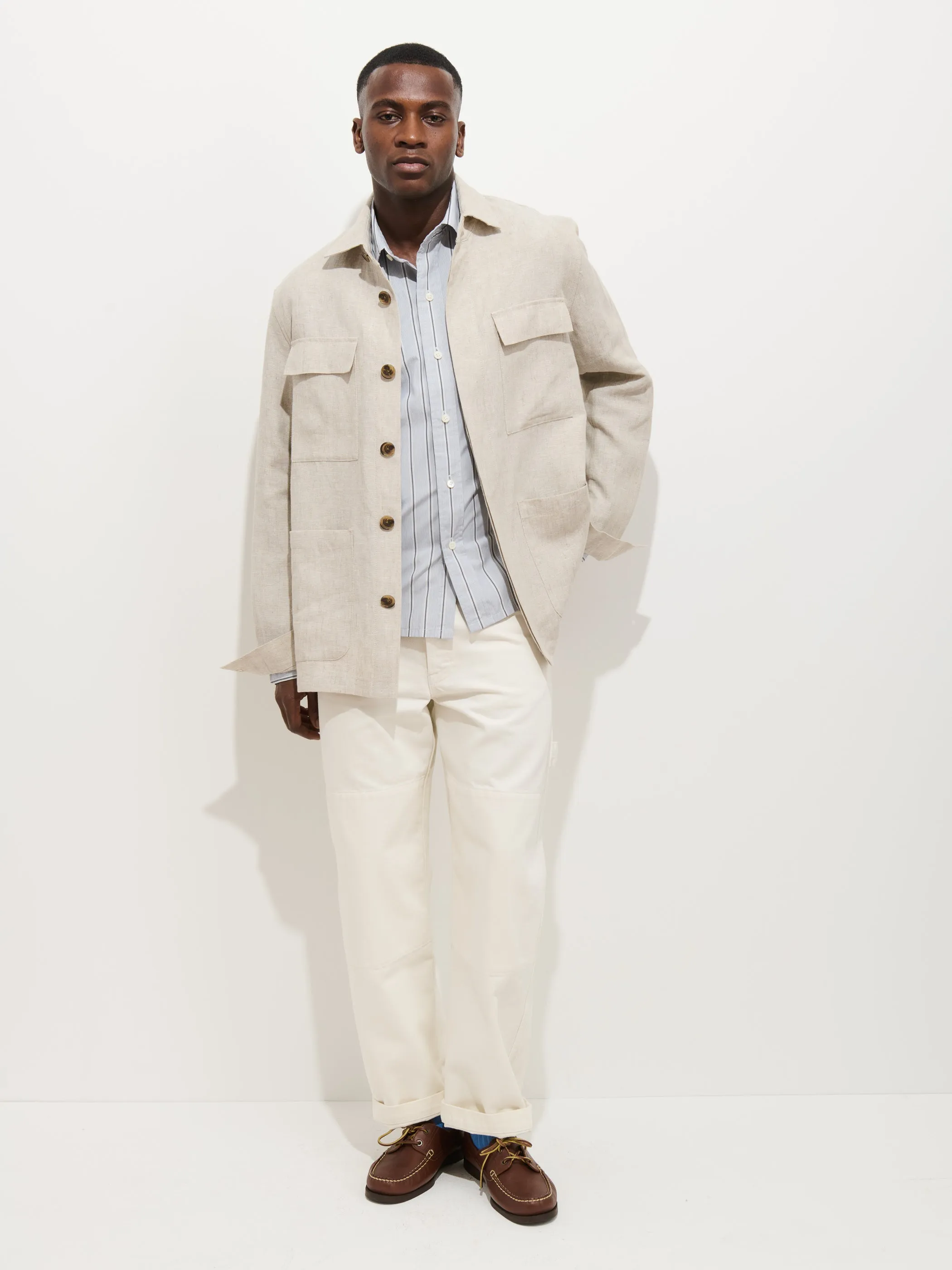 Riviera Work Jacket In Flax Linen sold by Alex Mill product image thumbnail 3