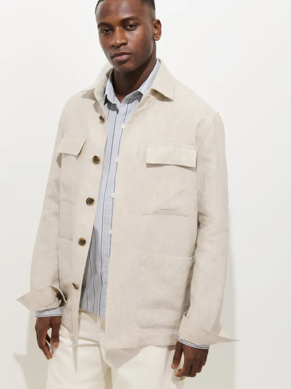 Riviera Work Jacket In Flax Linen sold by Alex Mill