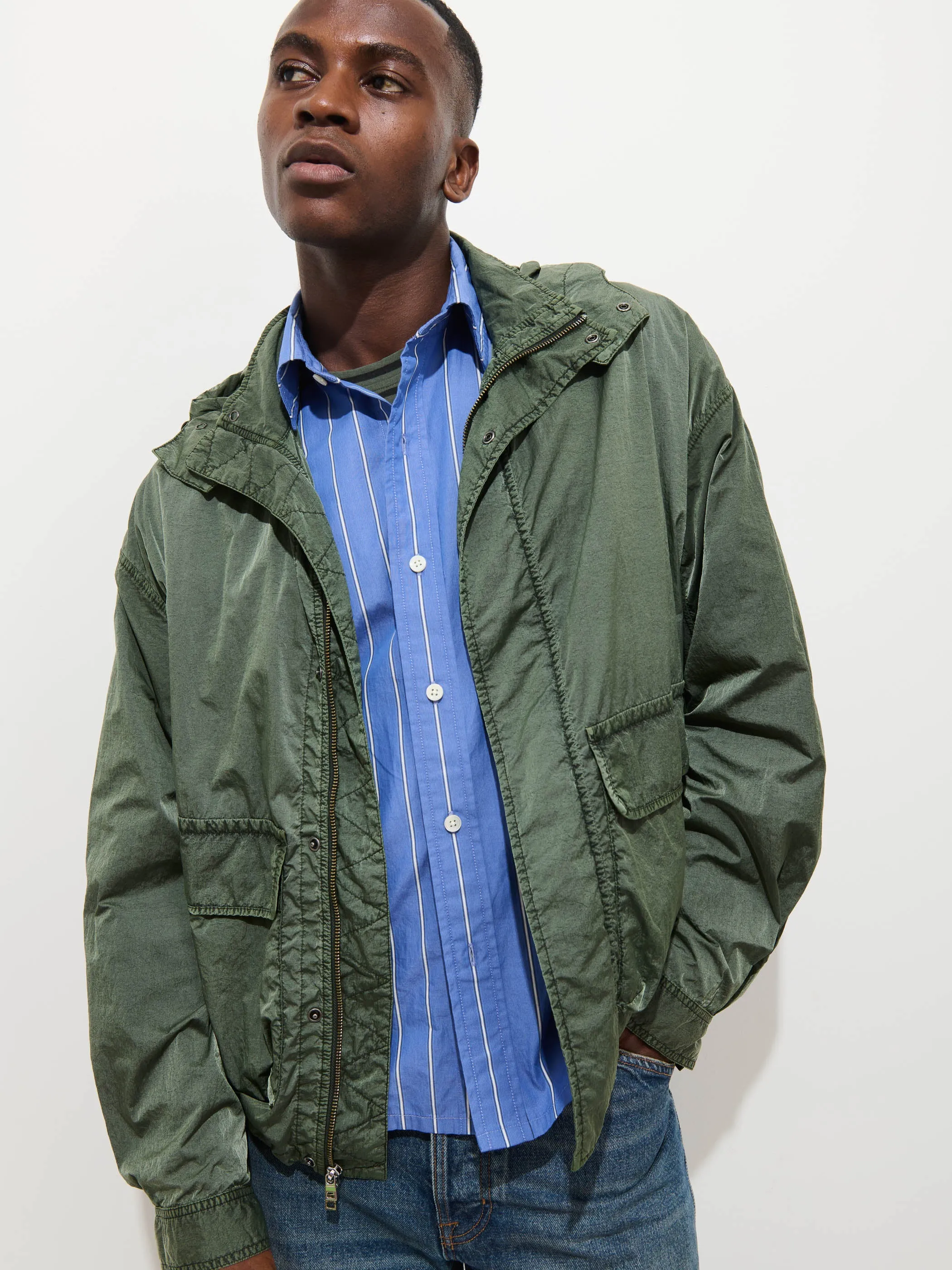 David Windbreaker In Crinkle Nylon sold by Alex Mill
