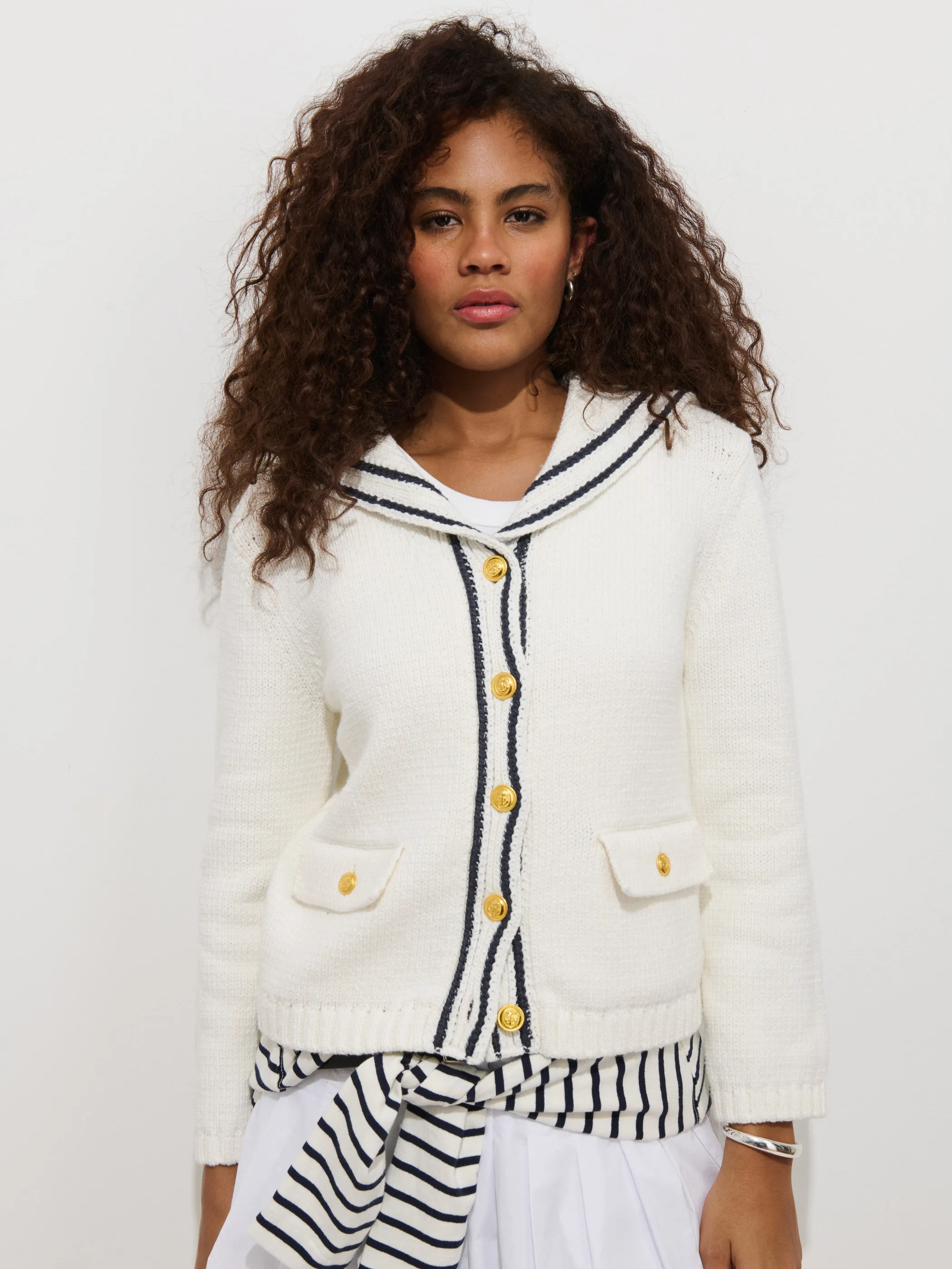 Cassie Sailor Cardigan
In Cotton Blend sold by Alex Mill
