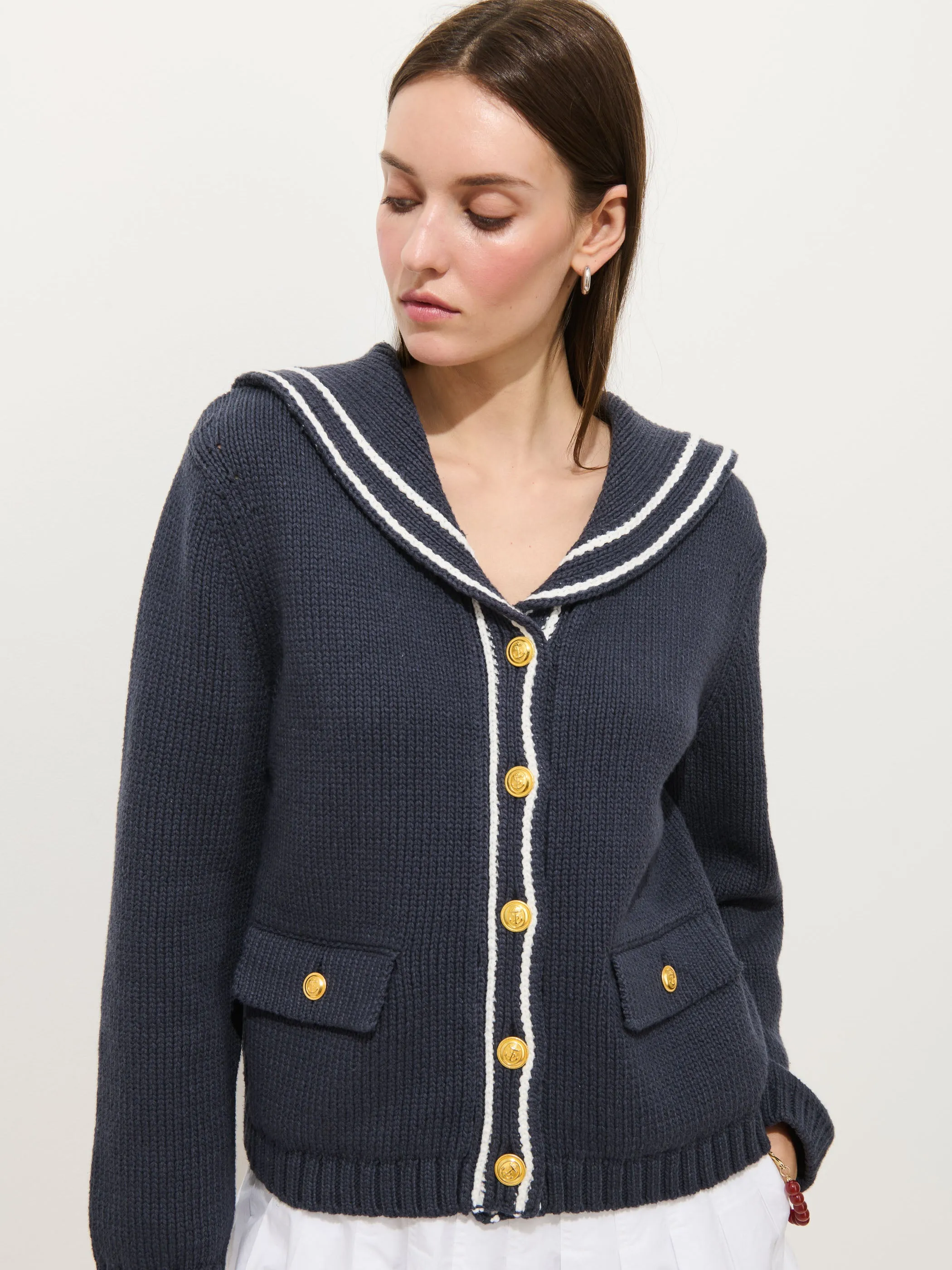 Cassie Sailor Cardigan
In Cotton Blend sold by Alex Mill