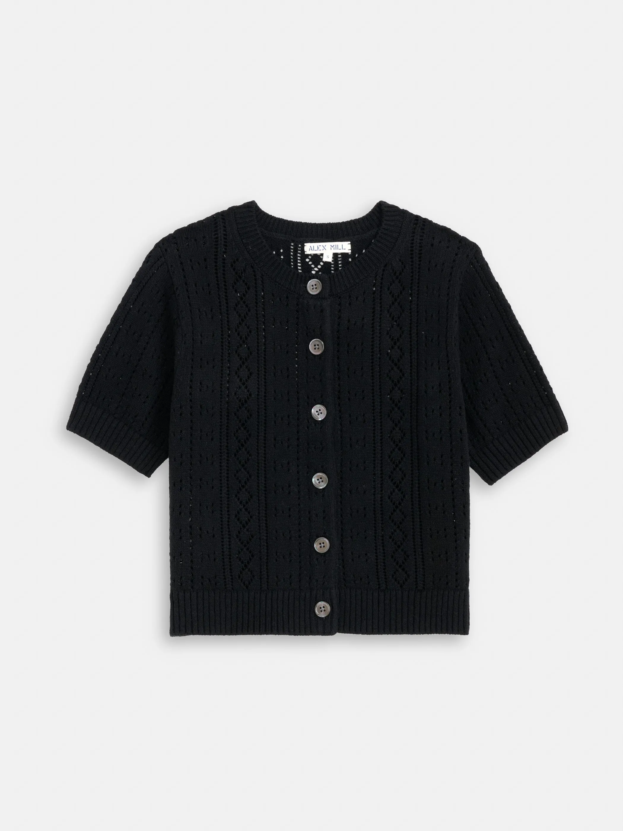 Elle Pointelle Cardigan In Linen Cotton sold by Alex Mill product image thumbnail 2