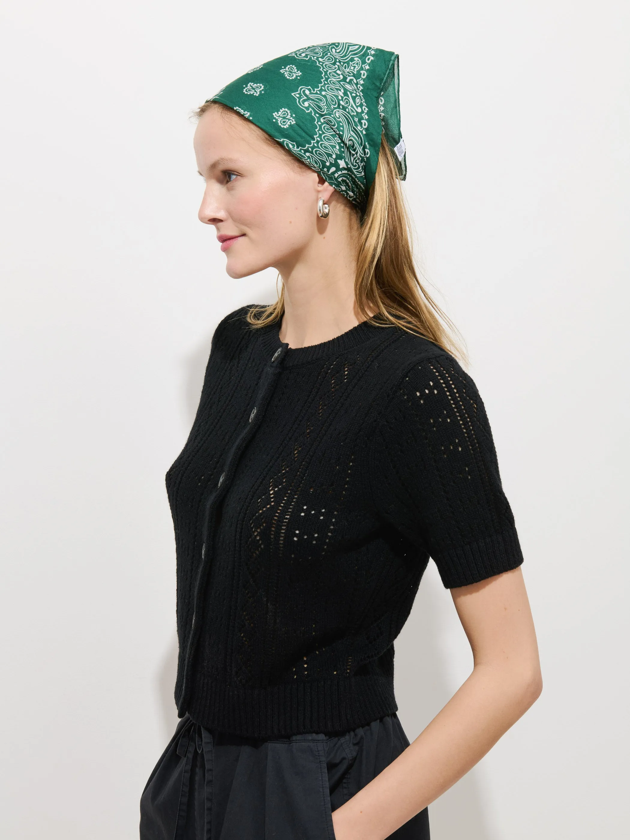 Elle Pointelle Cardigan In Linen Cotton sold by Alex Mill product image thumbnail 4