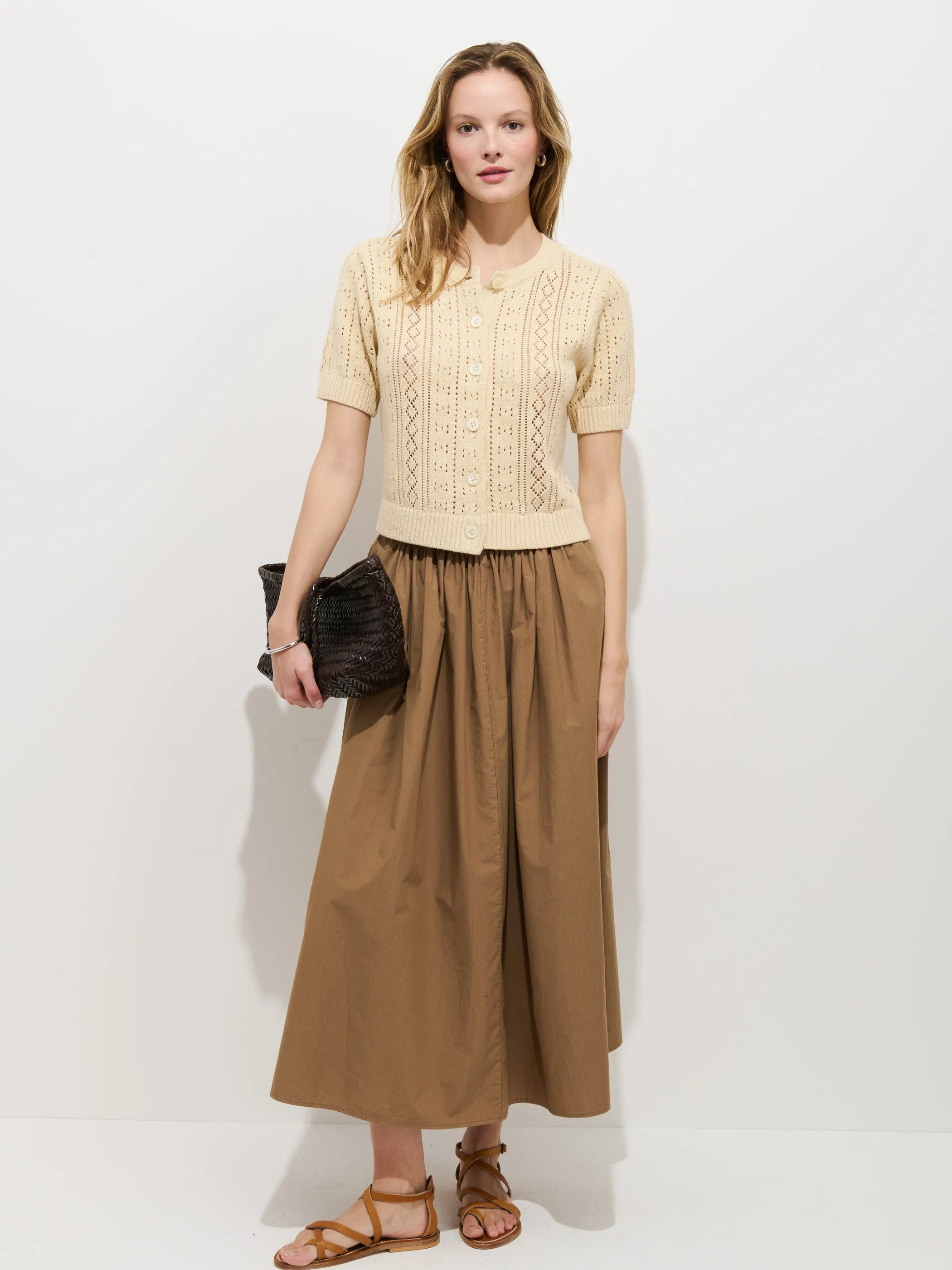 Elle Pointelle Cardigan In Linen Cotton sold by Alex Mill product image thumbnail 4