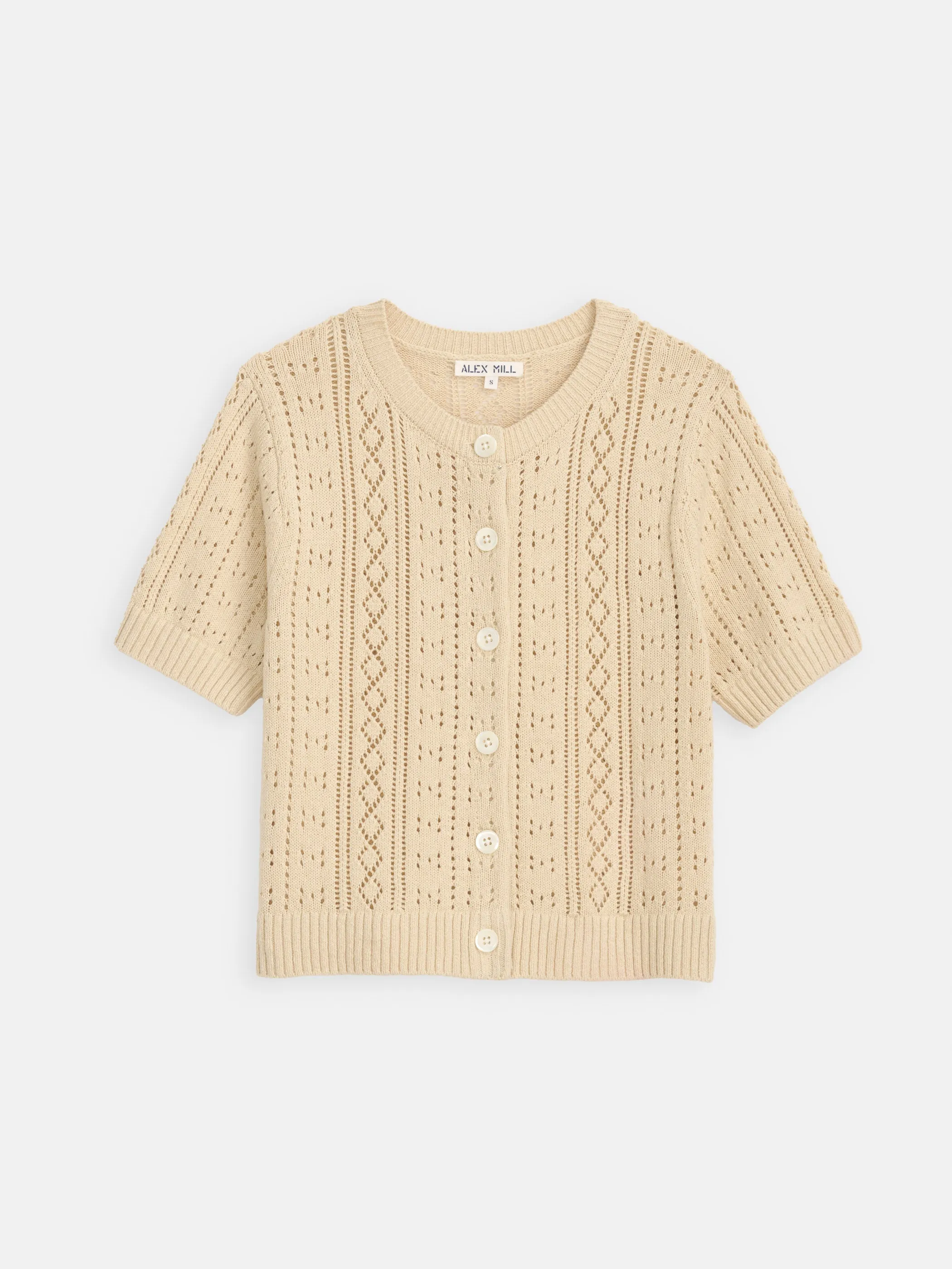 Elle Pointelle Cardigan In Linen Cotton sold by Alex Mill product image thumbnail 2