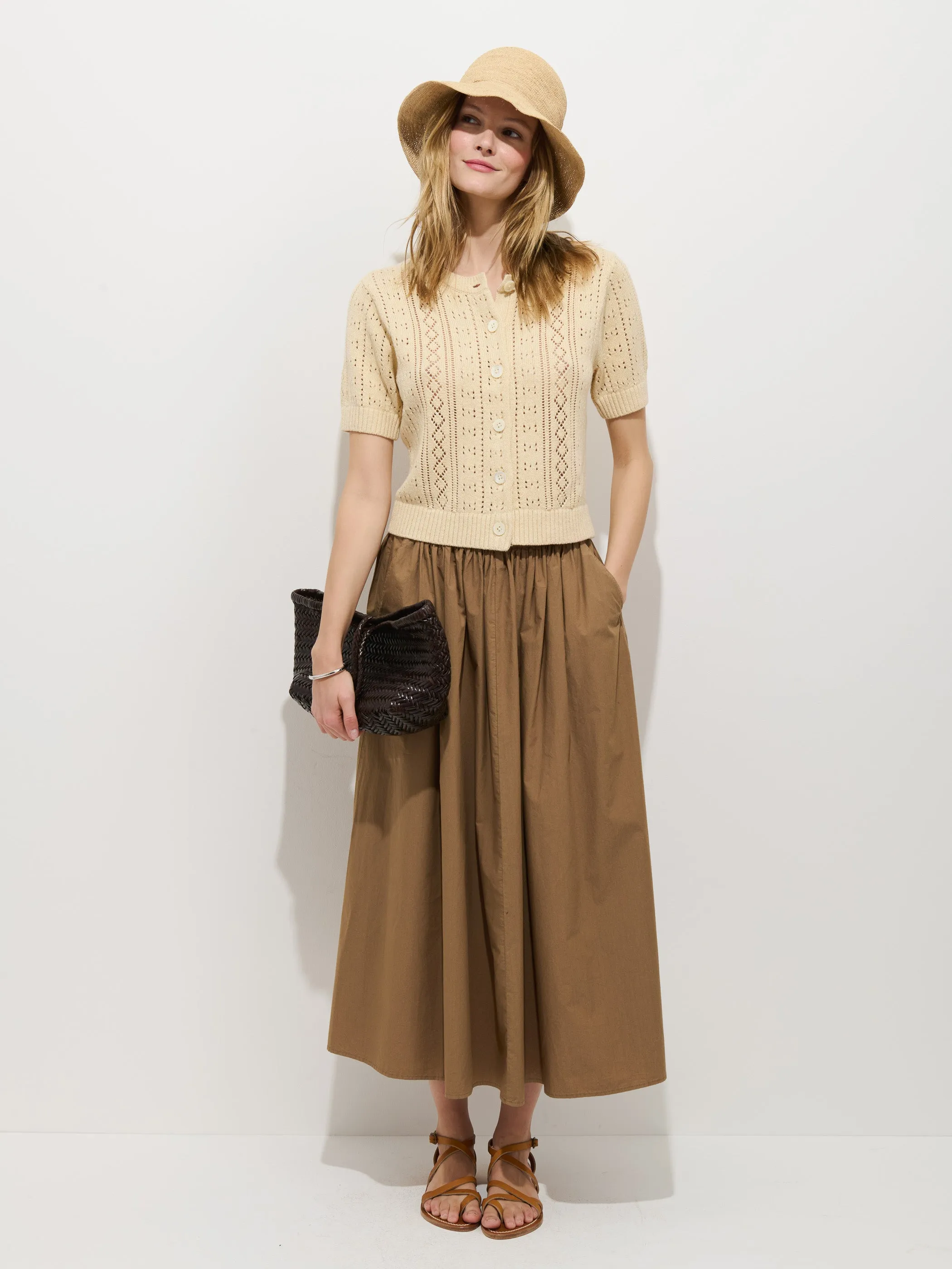 Elle Pointelle Cardigan In Linen Cotton sold by Alex Mill product image thumbnail 3