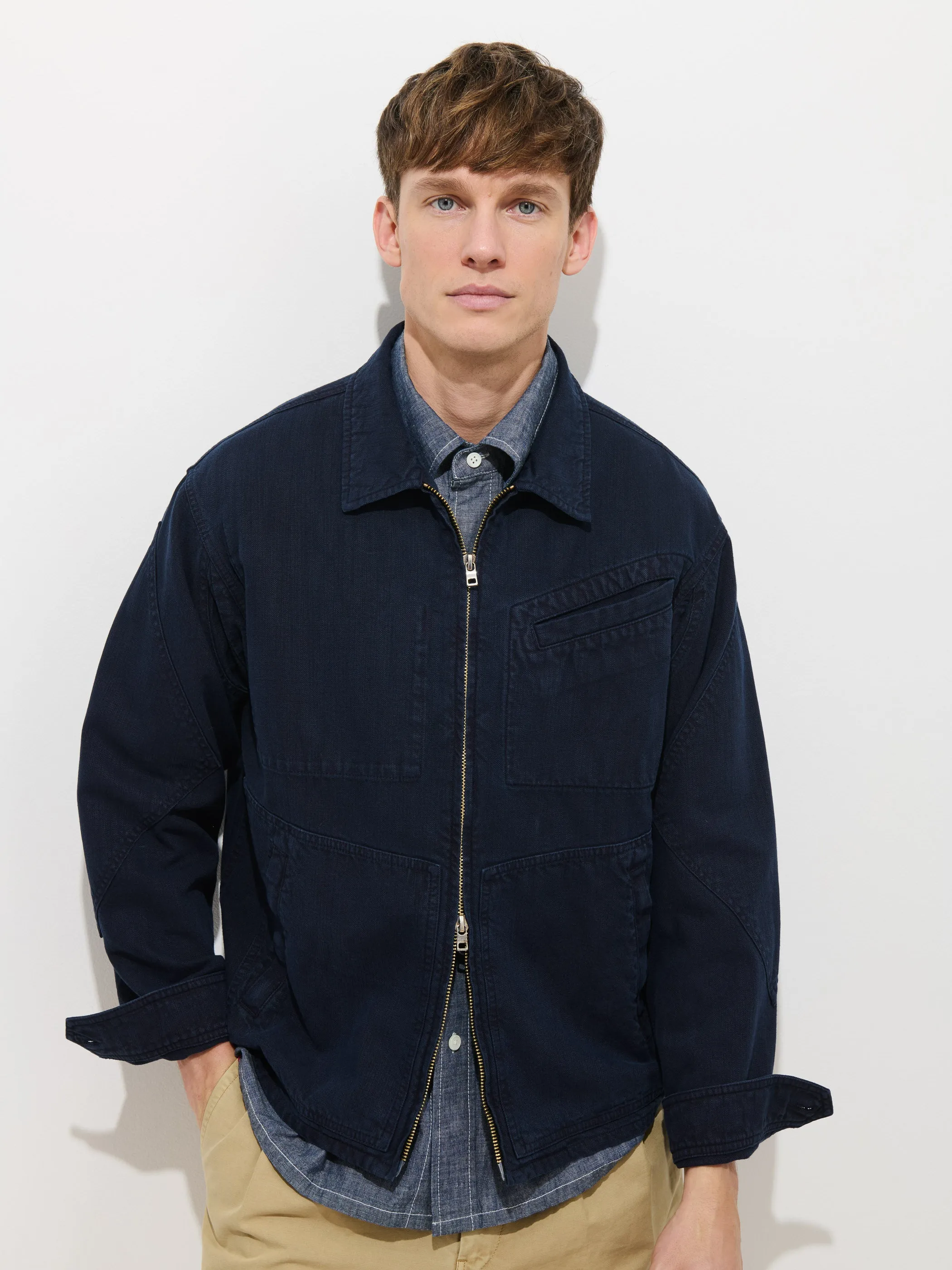 Andre Zip Jacket In Linen Twill sold by Alex Mill