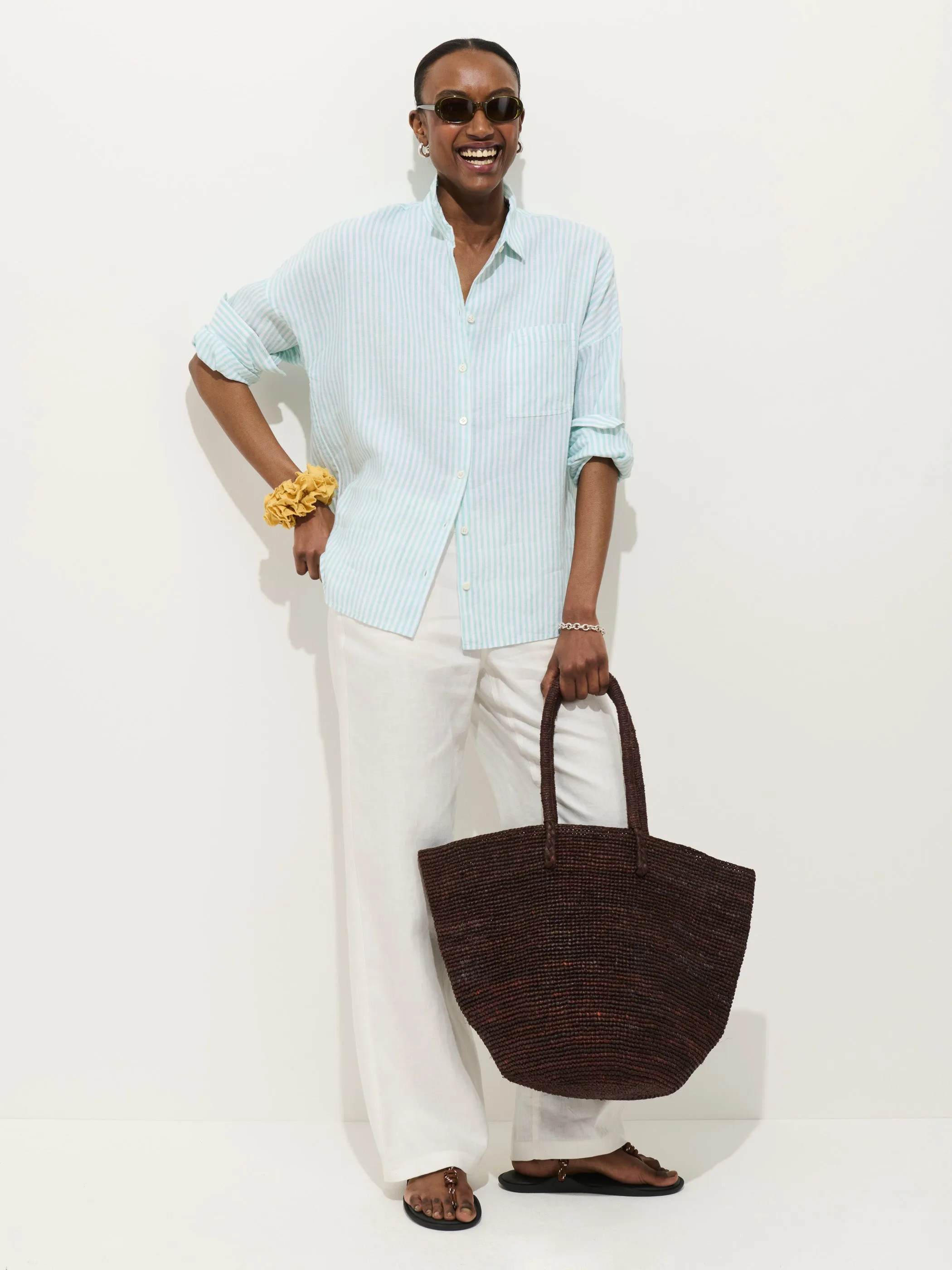 Jo Striped Shirt In Linen sold by Alex Mill product image thumbnail 3