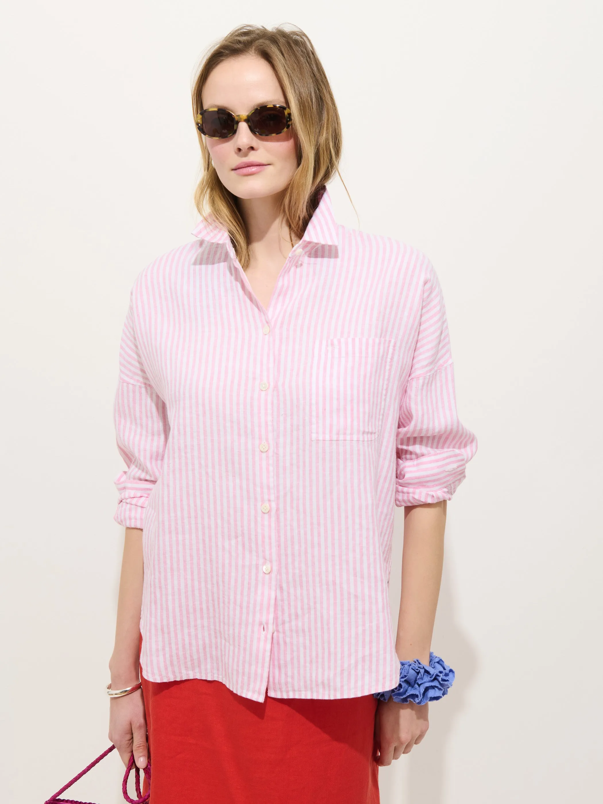 Jo Striped Shirt In Linen sold by Alex Mill