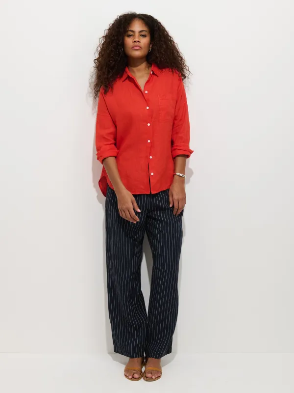 Hudson Pinstripe Pant In Linen made by Alex Mill