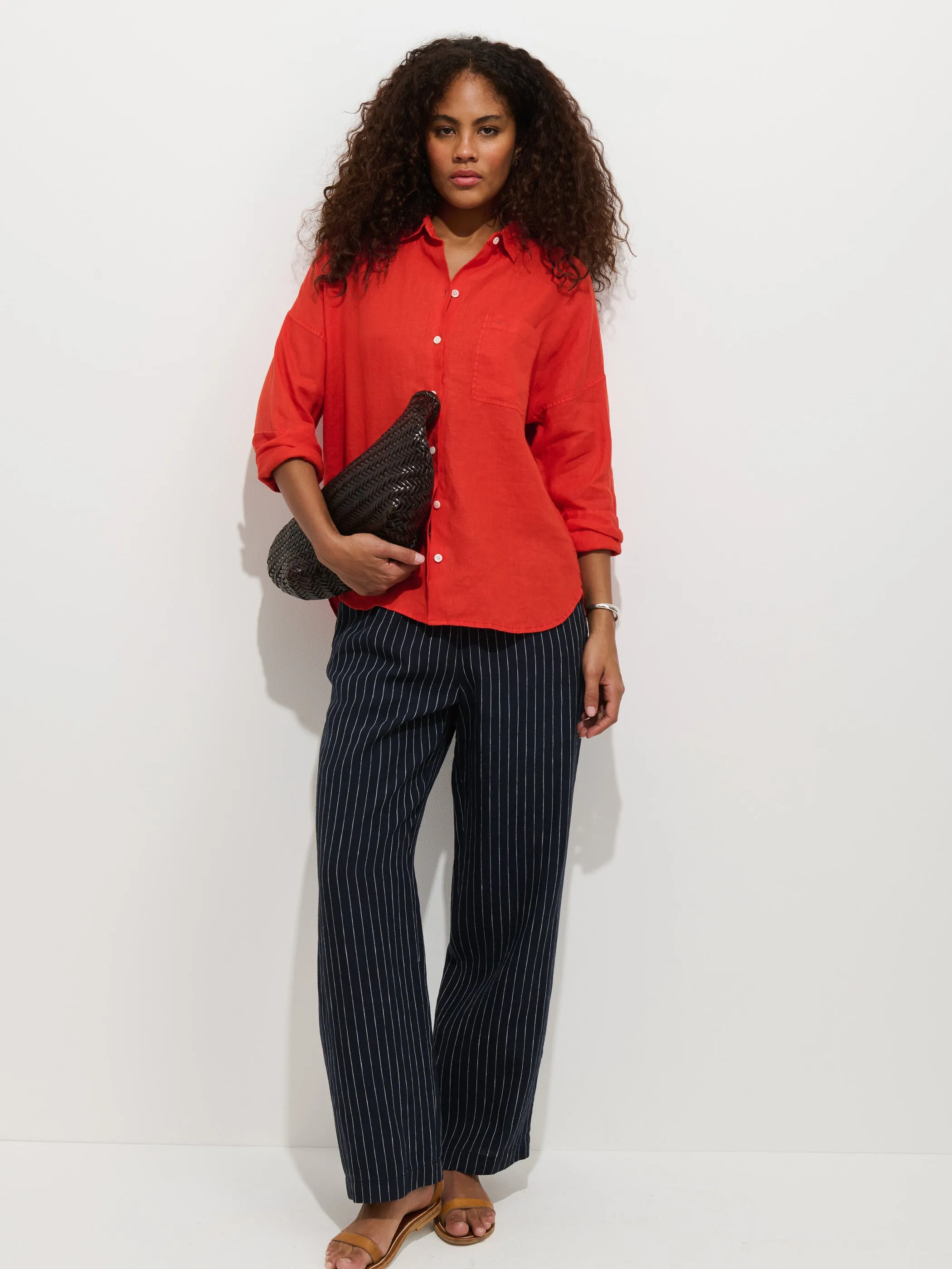 Hudson Pinstripe Pant In Linen sold by Alex Mill product image thumbnail 3