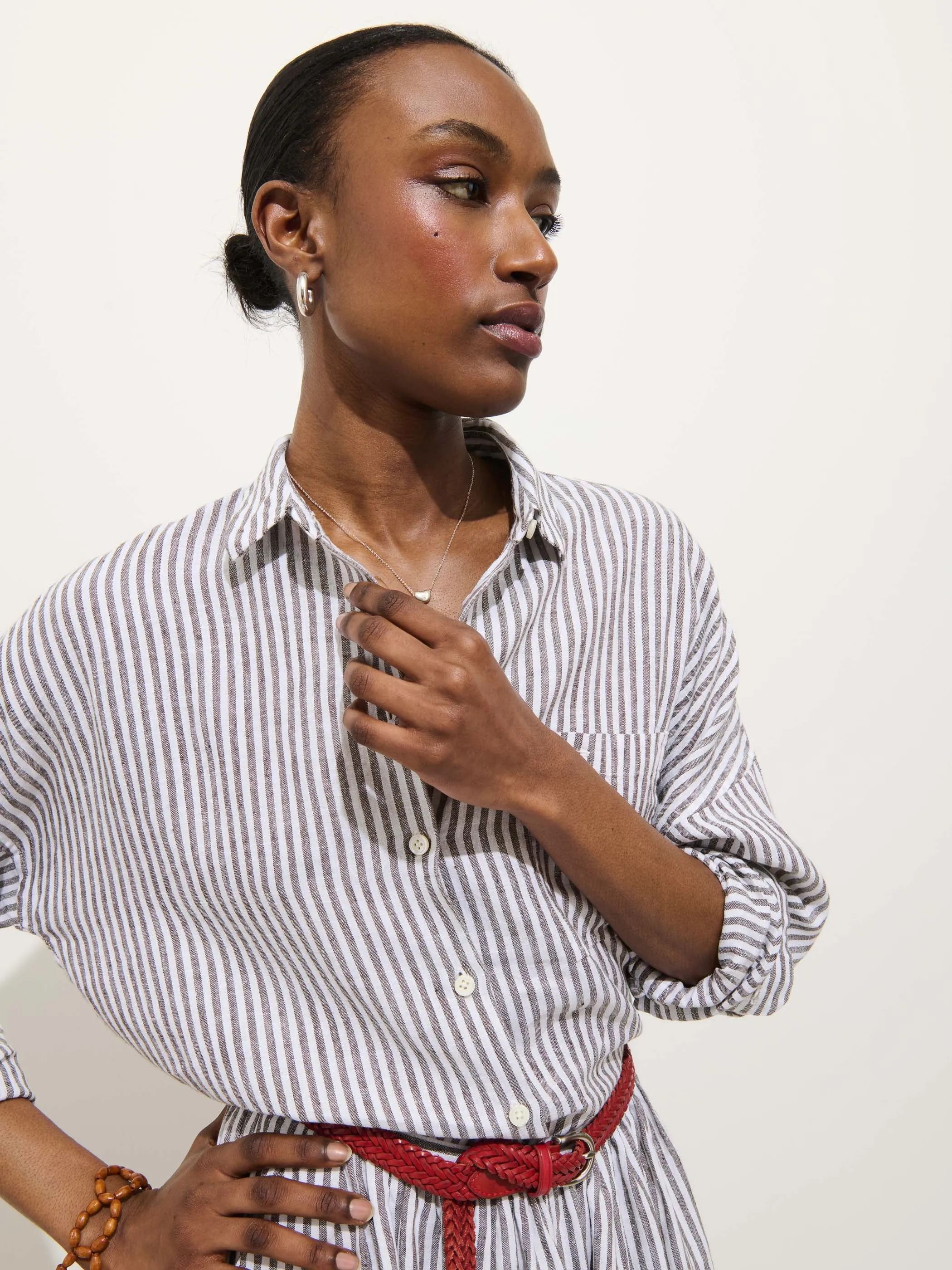 Jo Striped Shirt In Linen sold by Alex Mill product image thumbnail 5