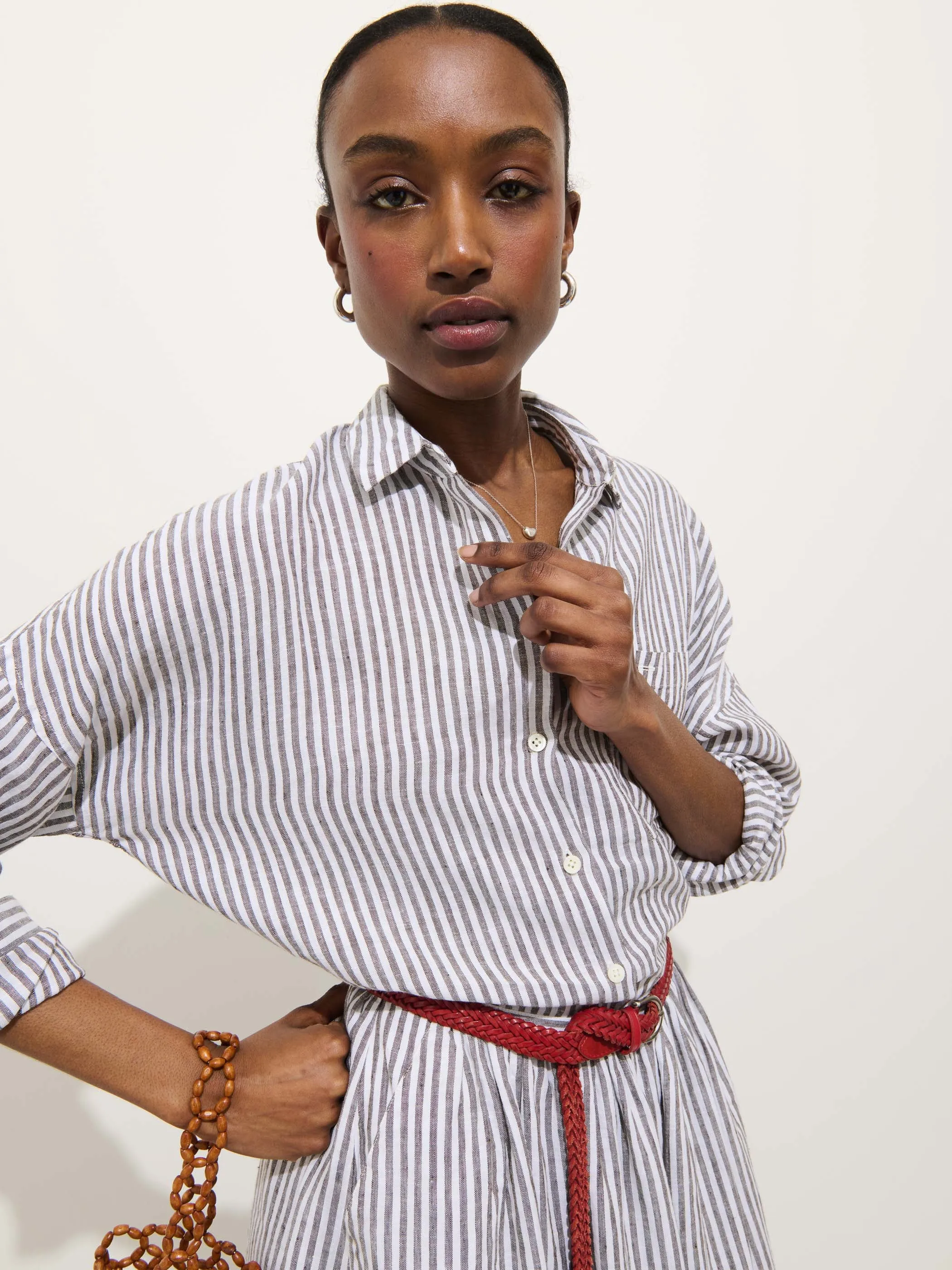 Jo Striped Shirt In Linen sold by Alex Mill