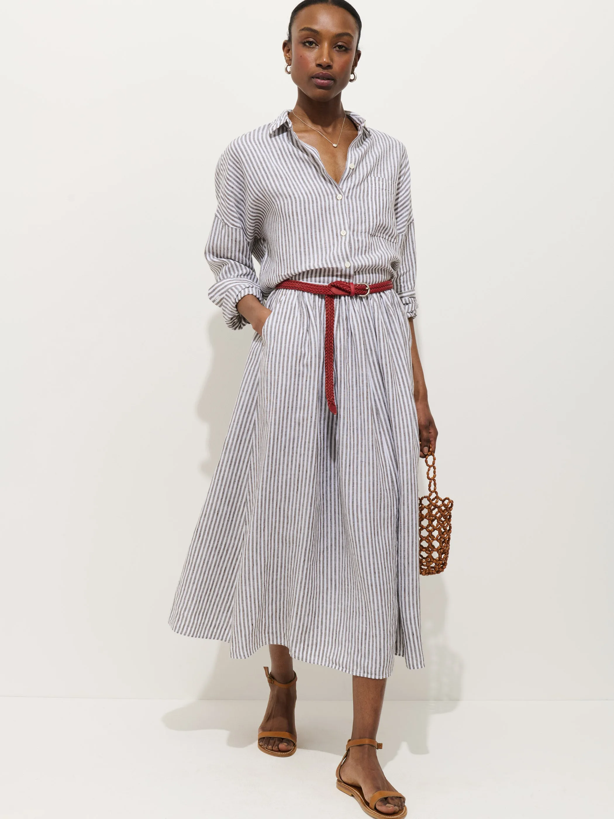 Jo Striped Shirt In Linen sold by Alex Mill product image thumbnail 3
