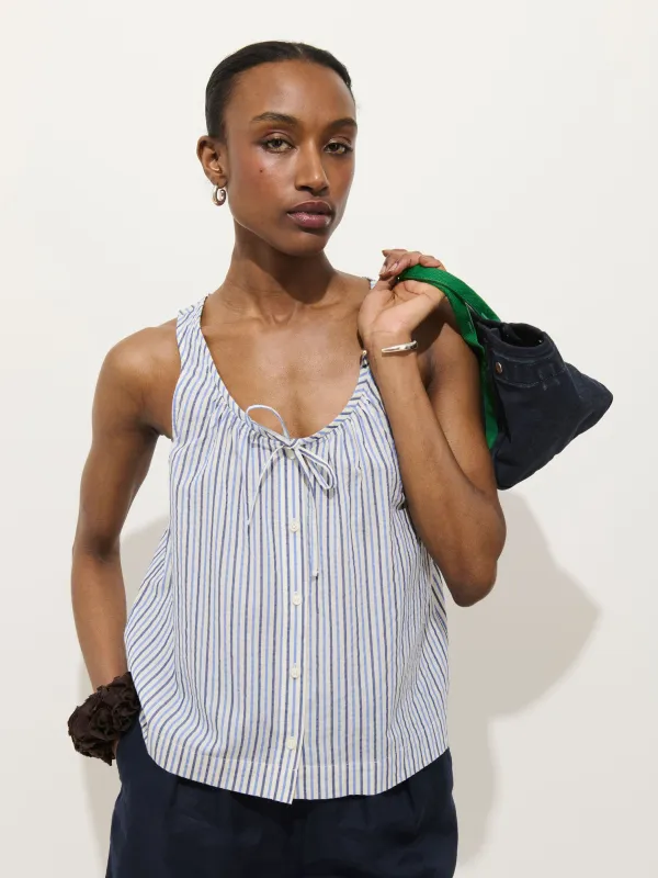 Sidney Stripe Top In Seersucker made by Alex Mill