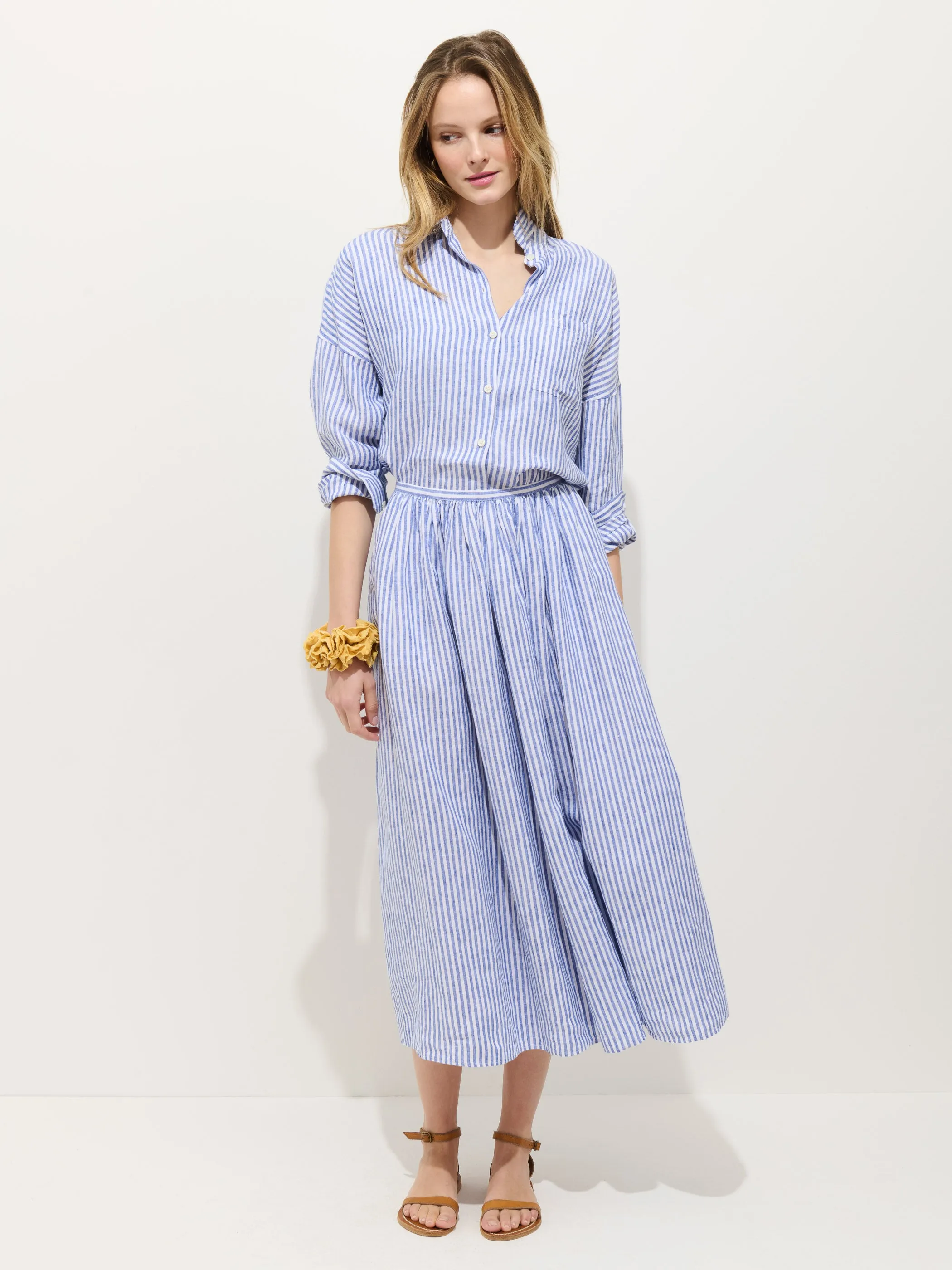 Sarah Striped Skirt In Linen sold by Alex Mill product image thumbnail 3