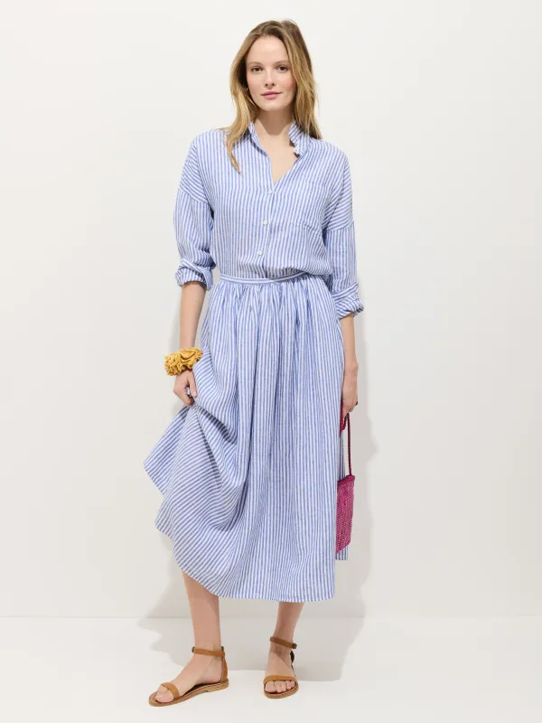 Sarah Striped Skirt In Linen made by Alex Mill