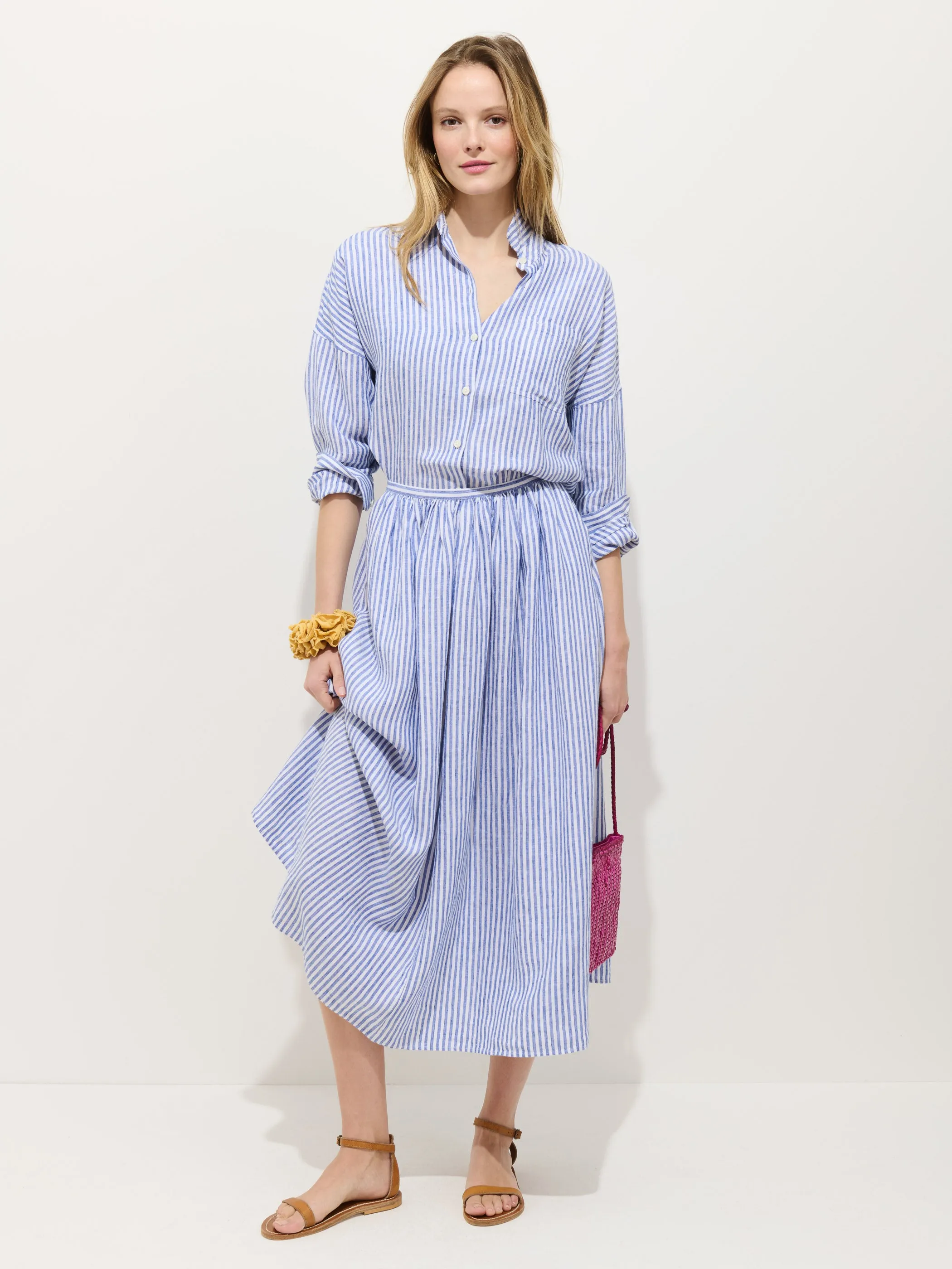 Sarah Striped Skirt In Linen sold by Alex Mill
