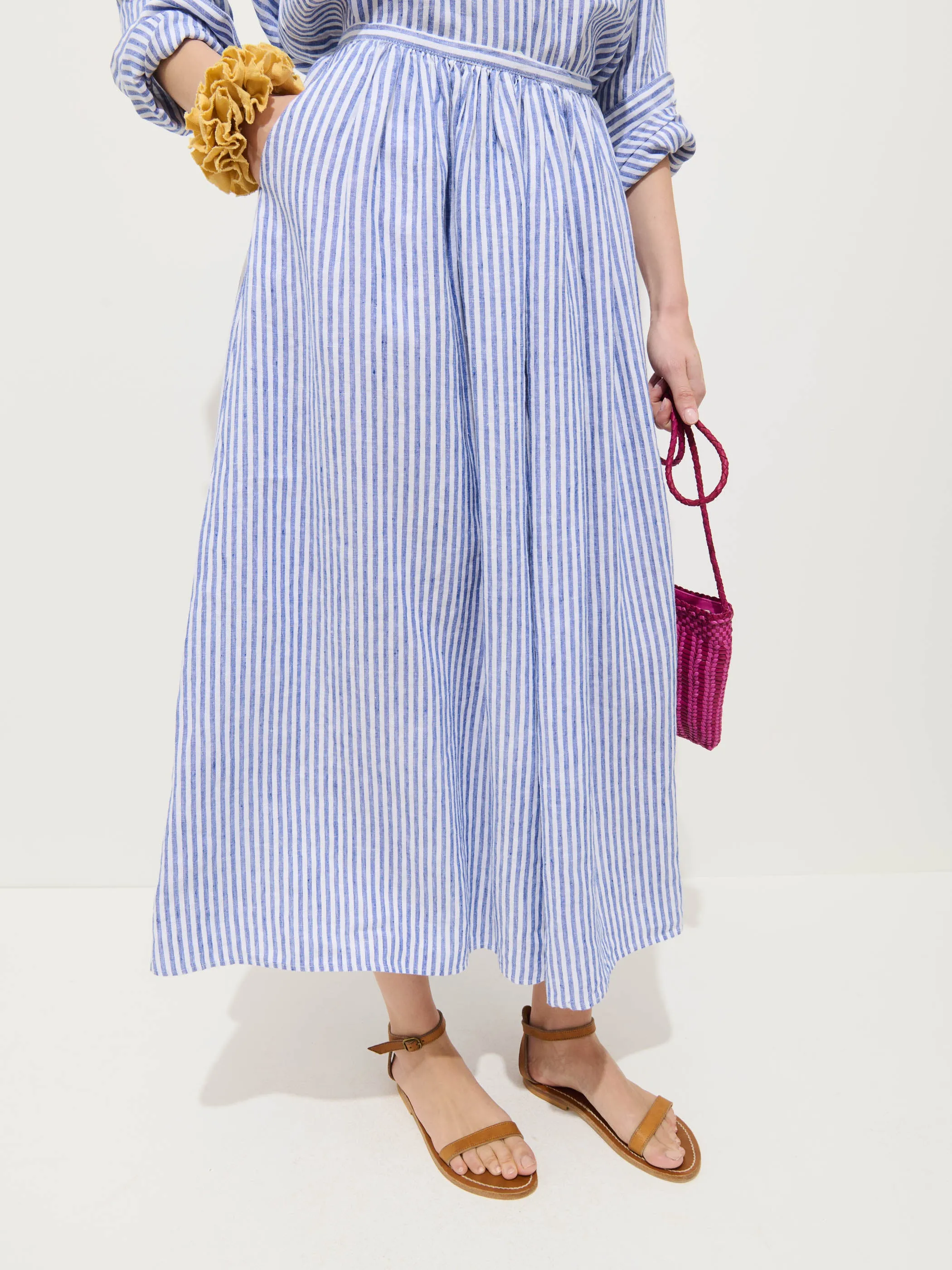 Sarah Striped Skirt In Linen sold by Alex Mill product image thumbnail 4