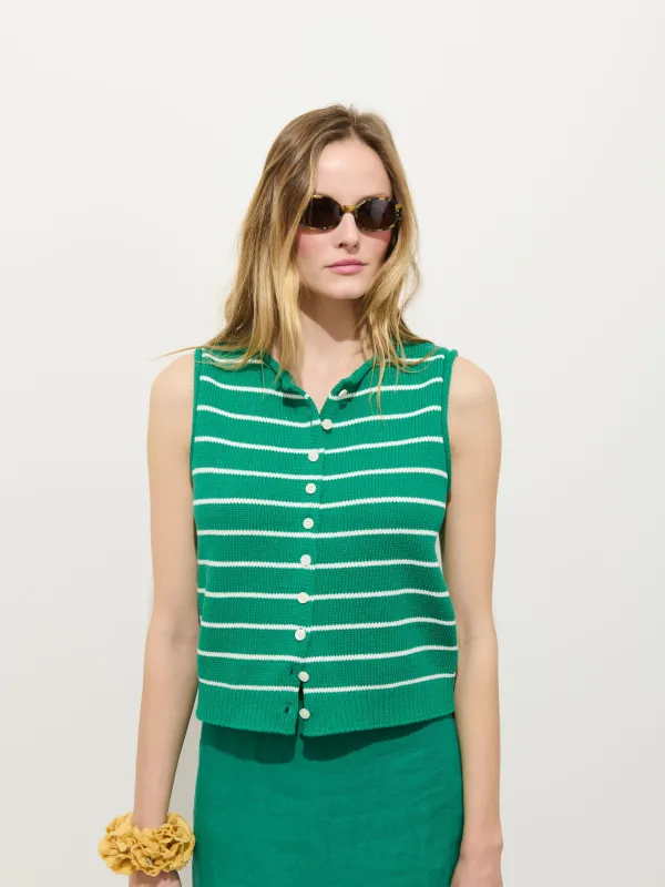 Taylor Striped Vest in Cotton made by Alex Mill