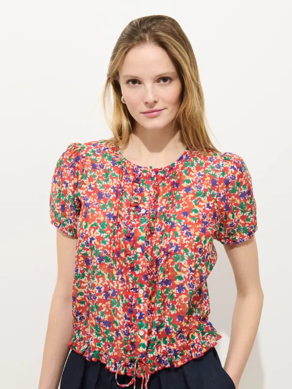 Brittany Floral Top In Cotton Silk made by Alex Mill