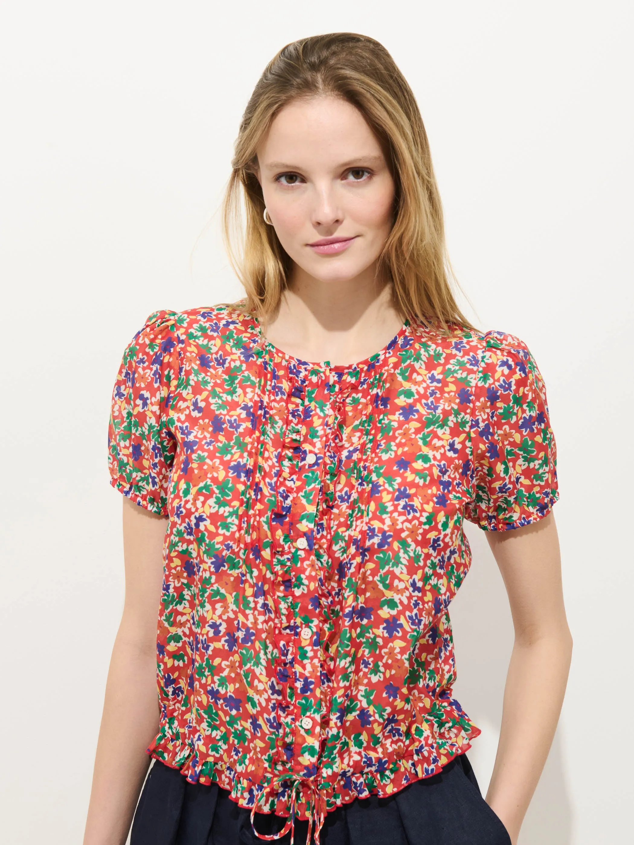 Brittany Floral Top In Cotton Silk sold by Alex Mill