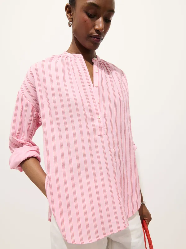 Nina Striped Popover In Double Gauze made by Alex Mill