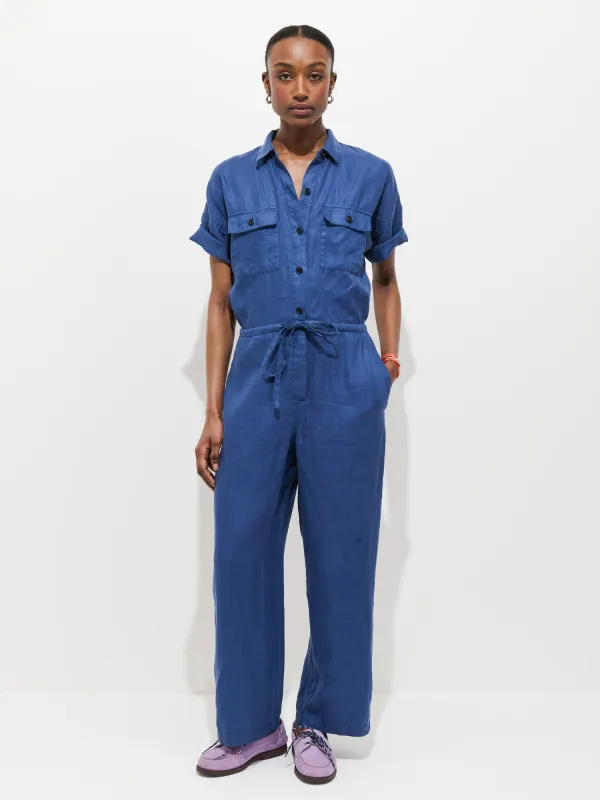Delancey Short Sleeve Jumpsuit In Linen made by Alex Mill
