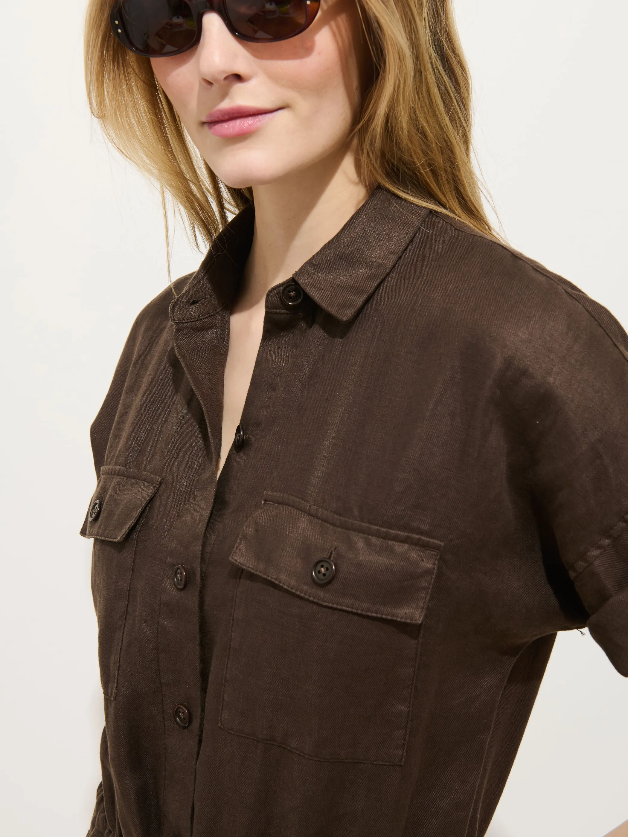 Delancey Short Sleeve Jumpsuit In Linen sold by Alex Mill product image thumbnail 3