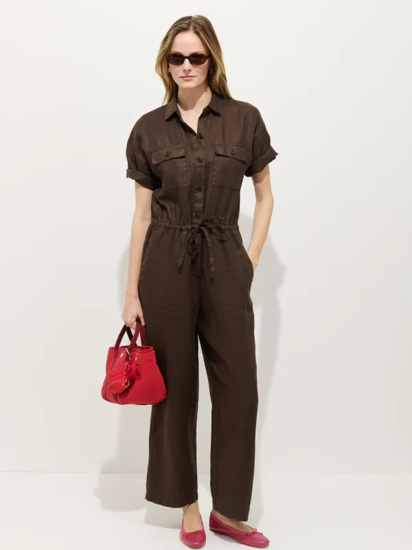 Delancey Short Sleeve Jumpsuit In Linen made by Alex Mill