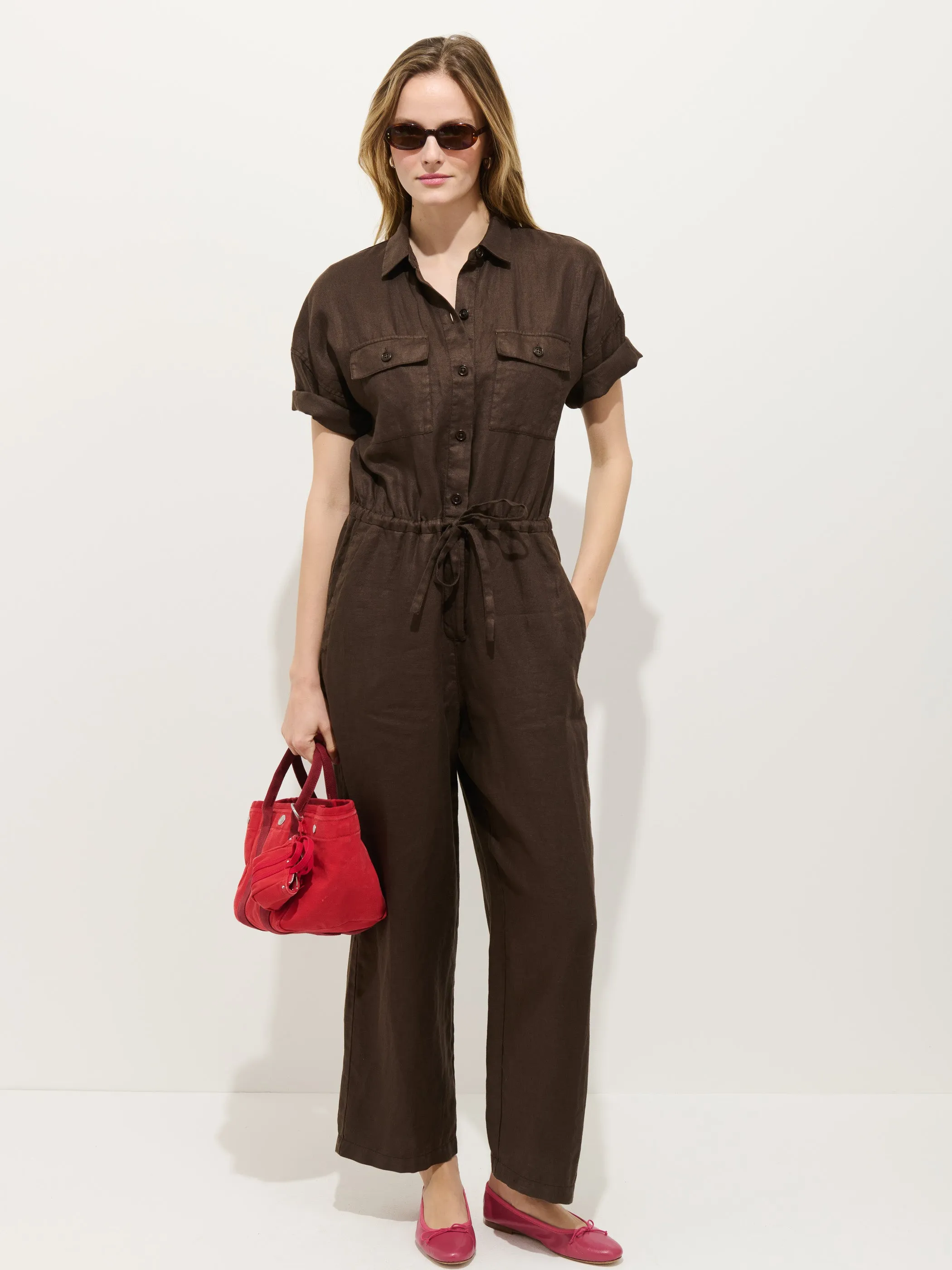 Delancey Short Sleeve Jumpsuit In Linen sold by Alex Mill
