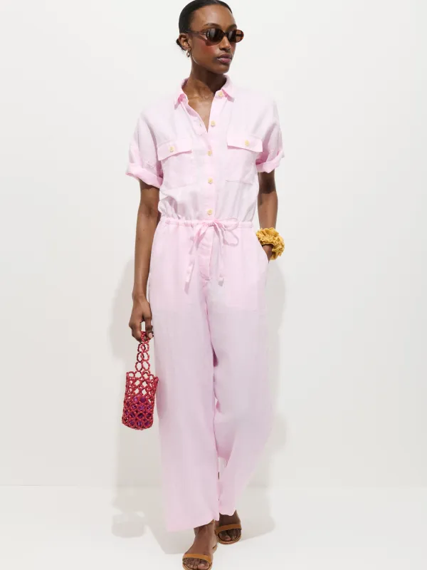Delancey Short Sleeve Jumpsuit In Linen made by Alex Mill