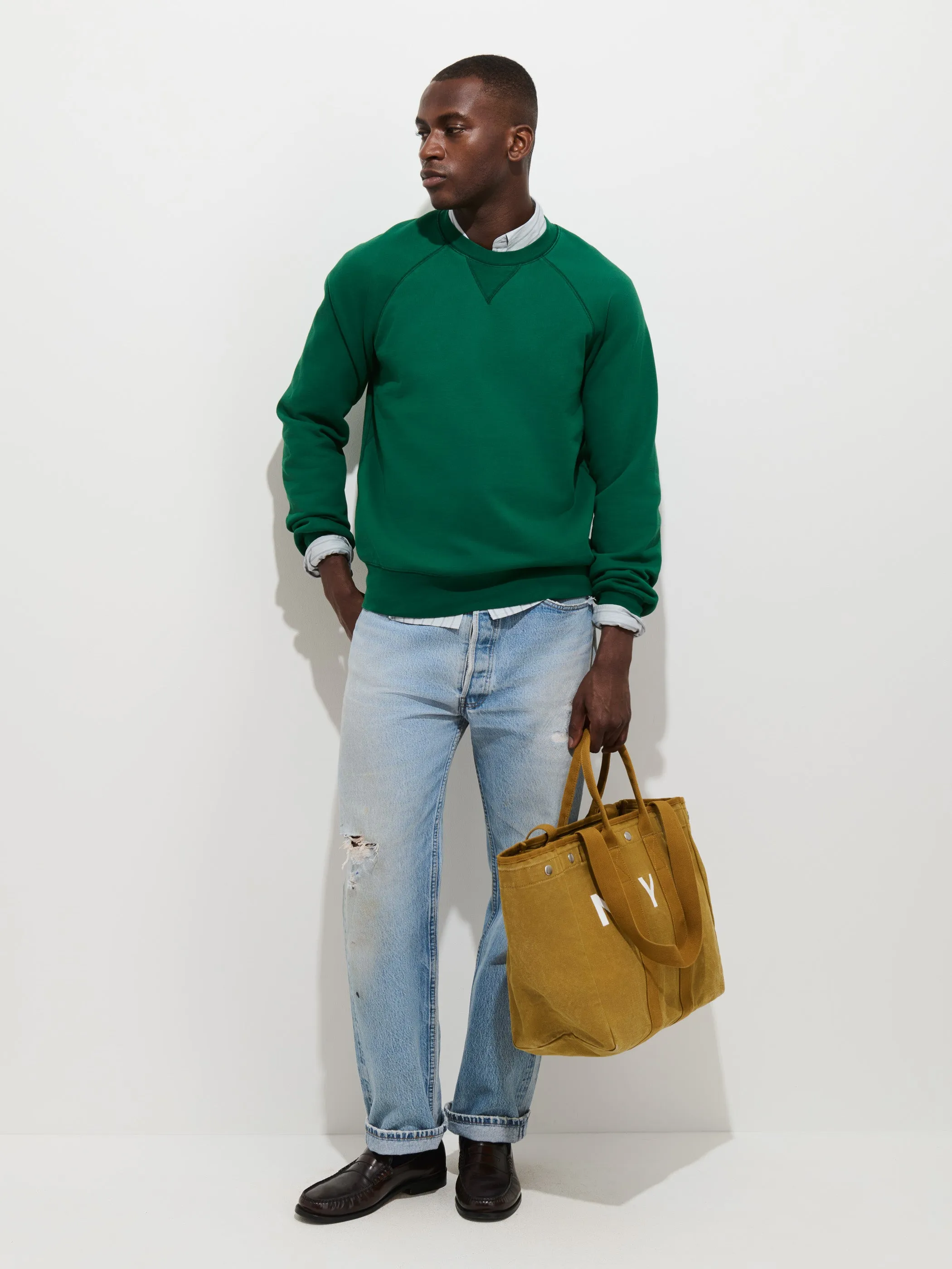 Garment Dye Raglan Sweatshirt in Cotton Fleece sold by Alex Mill product image thumbnail 3