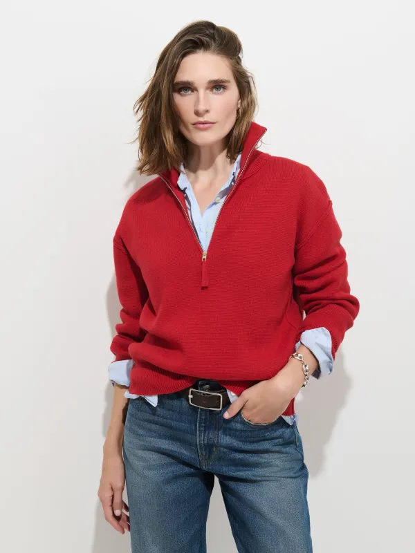 Daphne Half Zip Sweater in Cotton Cashmere made by Alex Mill
