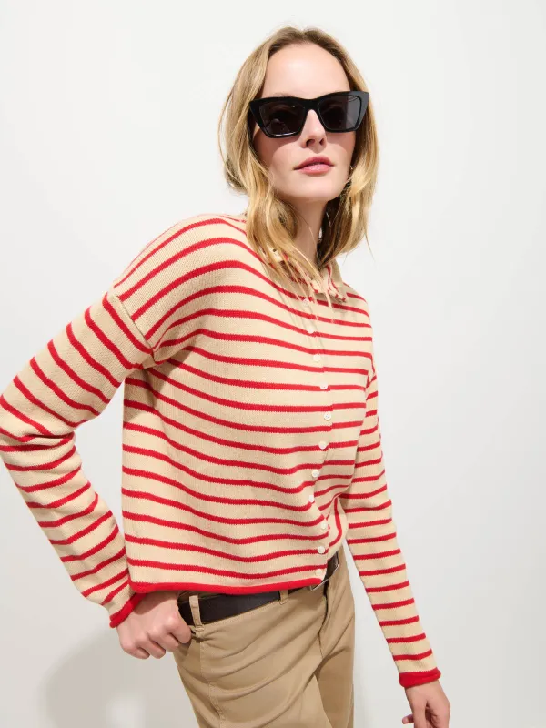 Taylor Striped Cardigan in Cotton Cashmere made by Alex Mill