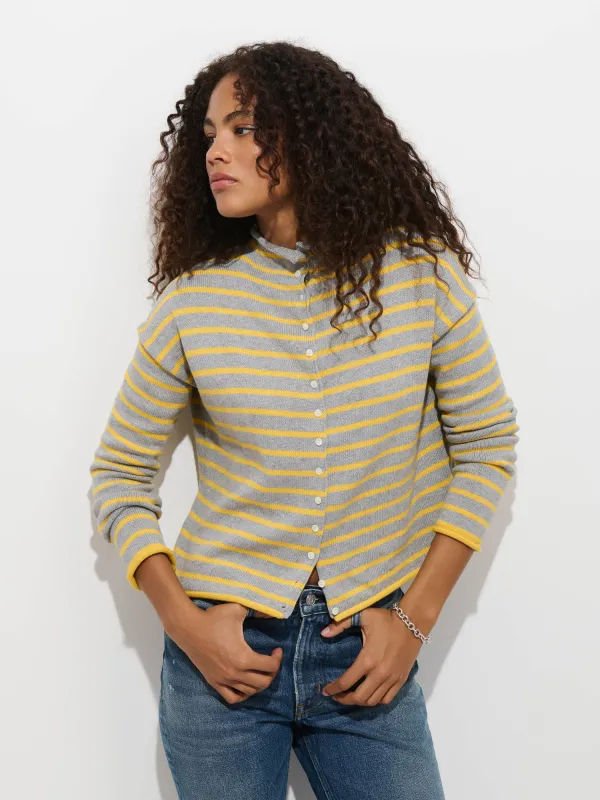 Taylor Striped Cardigan in Cotton Cashmere made by Alex Mill