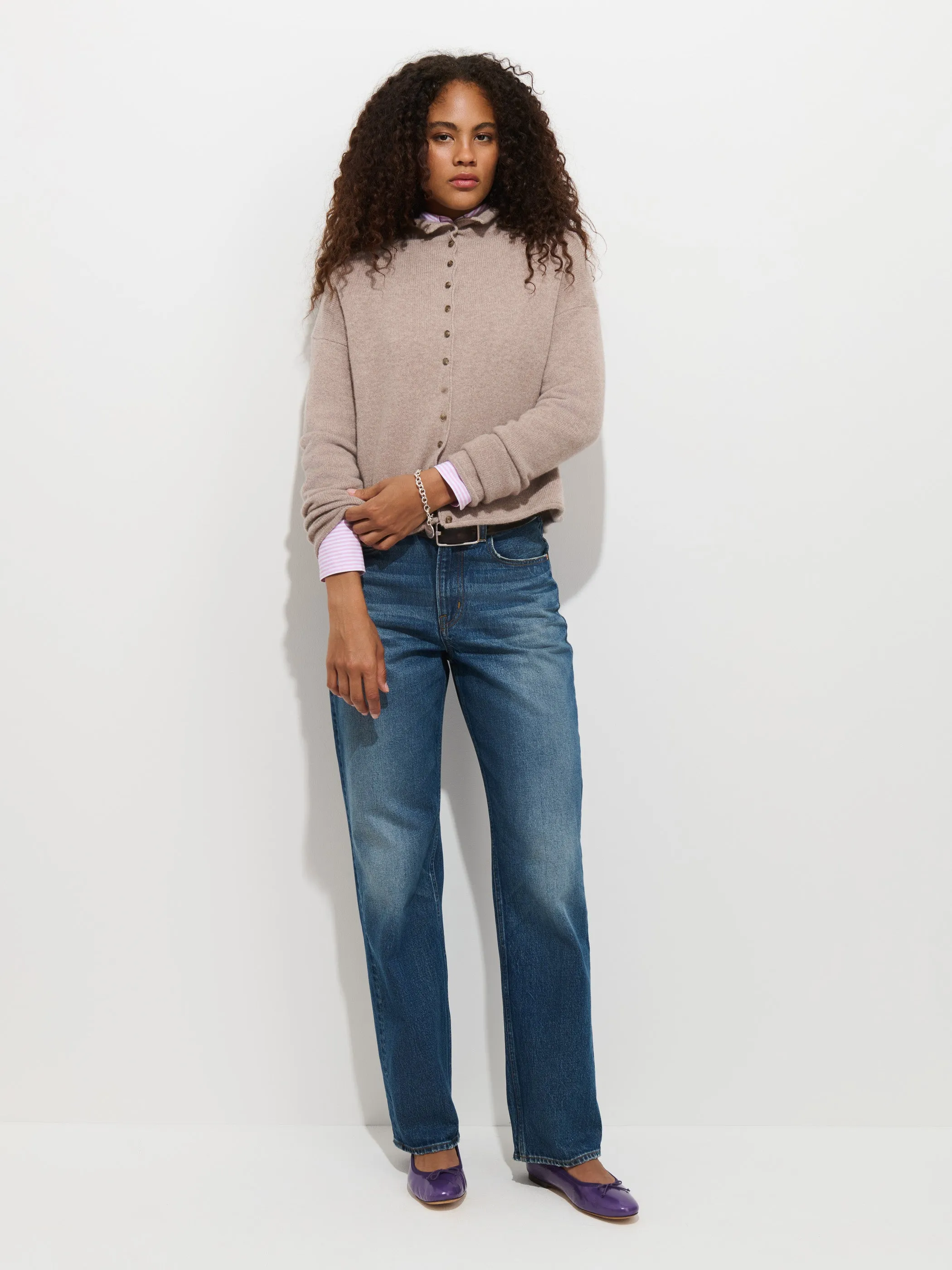 Taylor Cardigan in Washed Cashmere sold by Alex Mill product image thumbnail 3