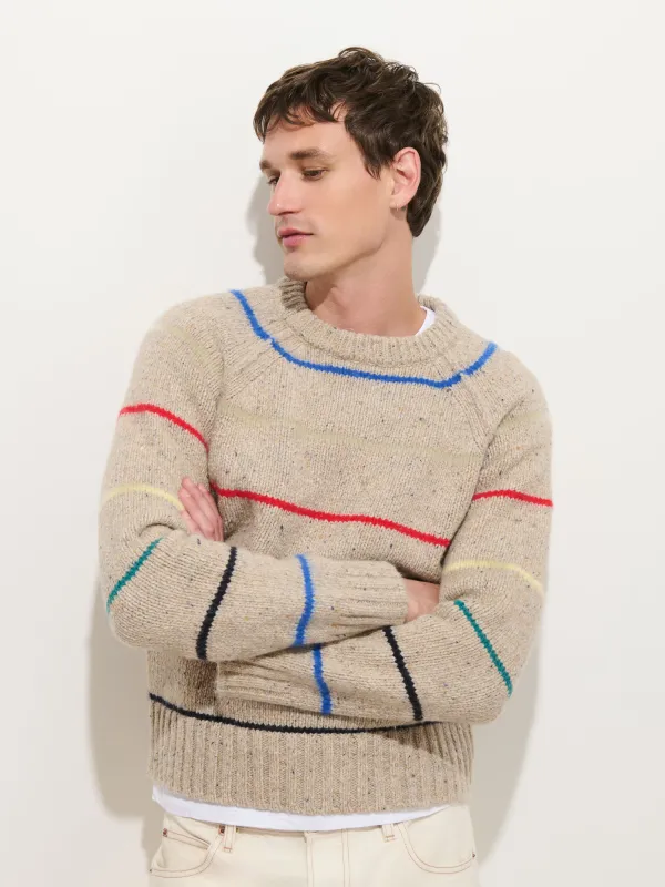 Freddie Raglan Striped Crewneck Sweater in Merino Wool made by Alex Mill