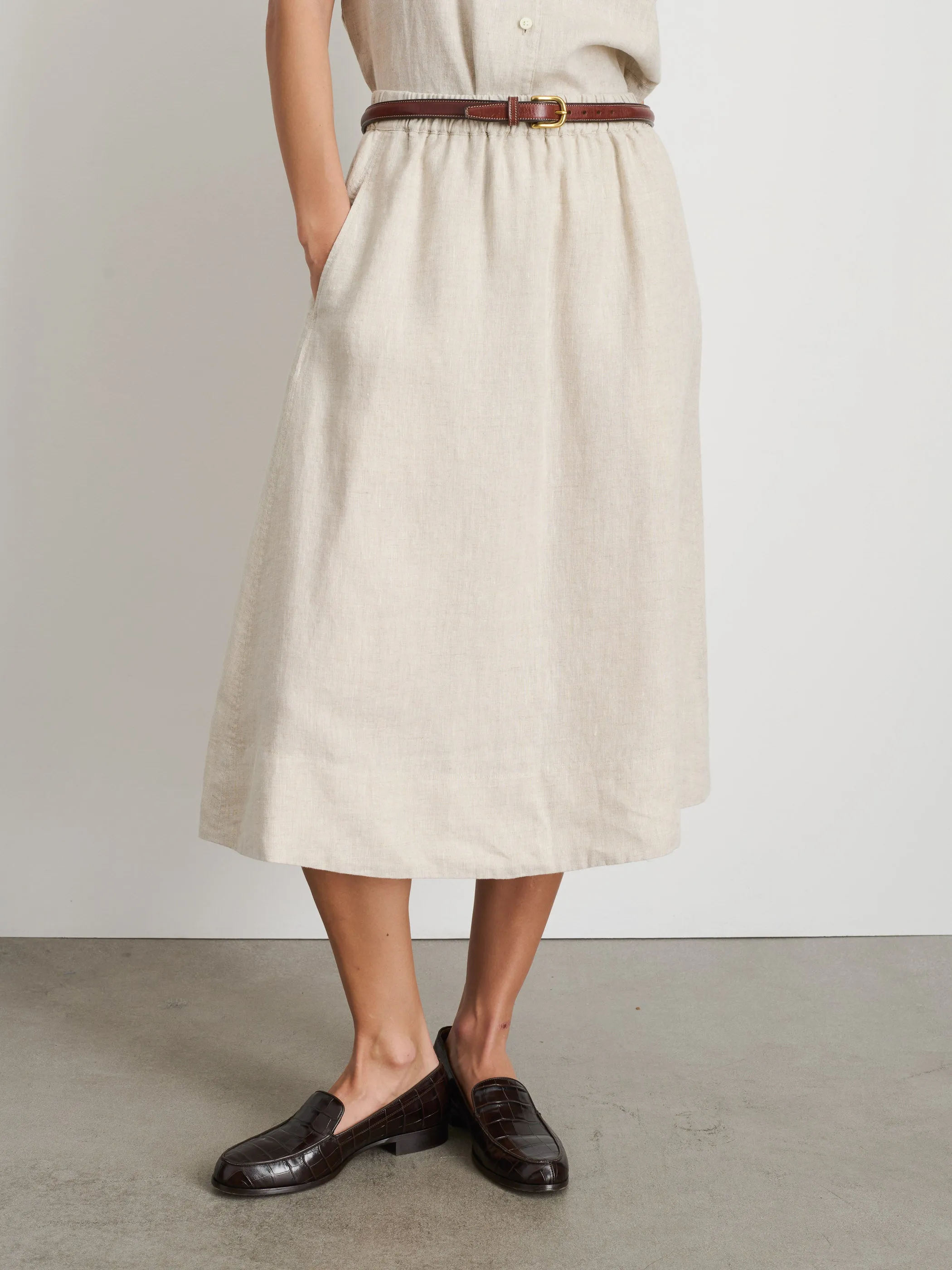 Maddie Skirt In Flax Linen sold by Alex Mill product image thumbnail 3