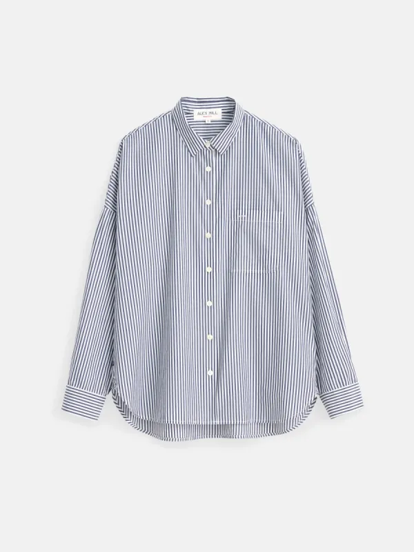 Jo Shirt in Striped Cotton Poplin sold by Alex Mill