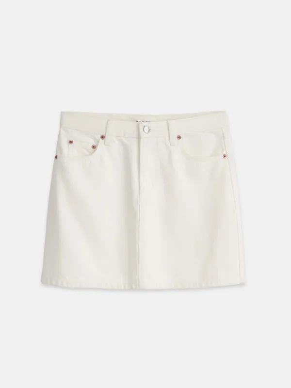 Andie Mini Skirt in White Denim sold by Alex Mill