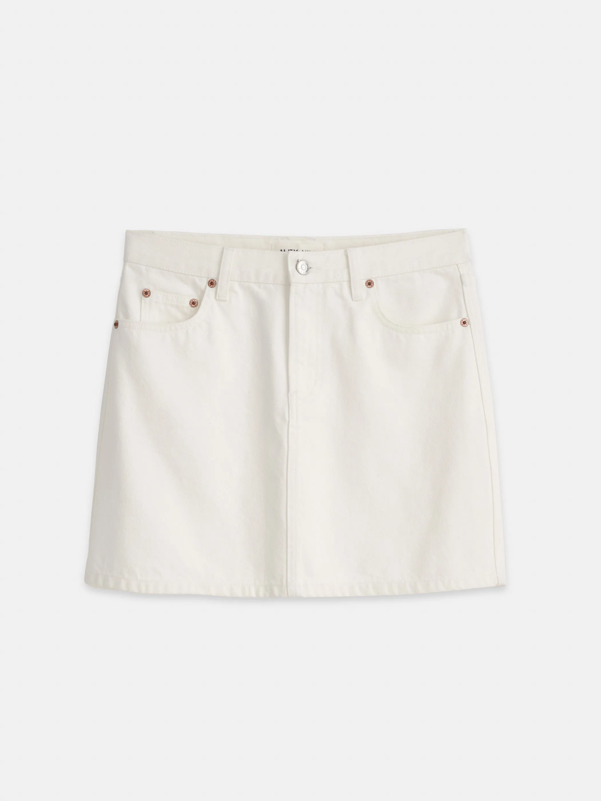 Andie Mini Skirt in White Denim sold by Alex Mill