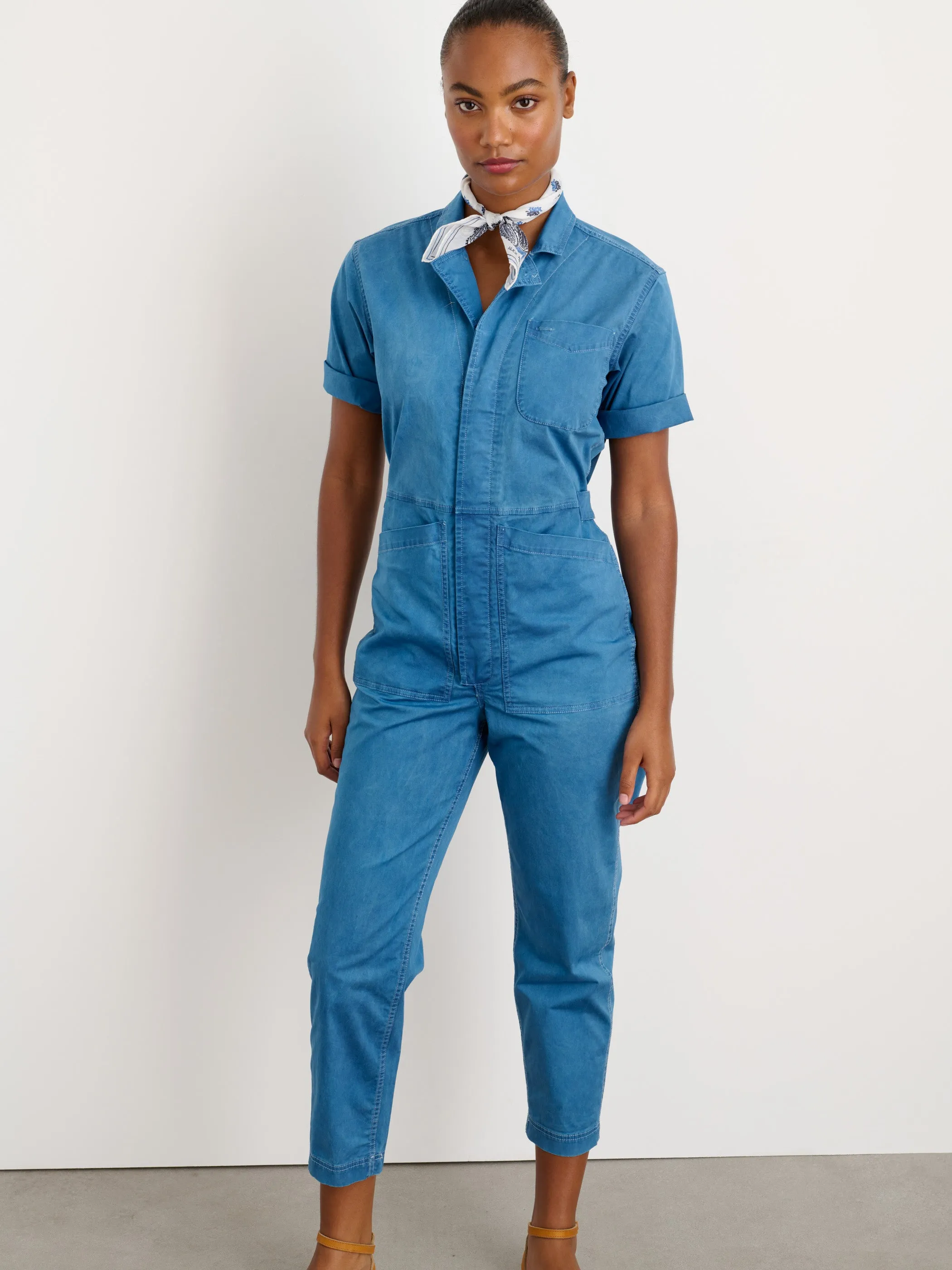 Indigo Dyed Standard Short Sleeve Jumpsuit sold by Alex Mill product image thumbnail 3